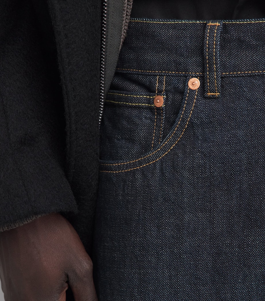 Our Legacy Mens Third Cut Wide-Leg Jeans Blue Selvedge Image 3