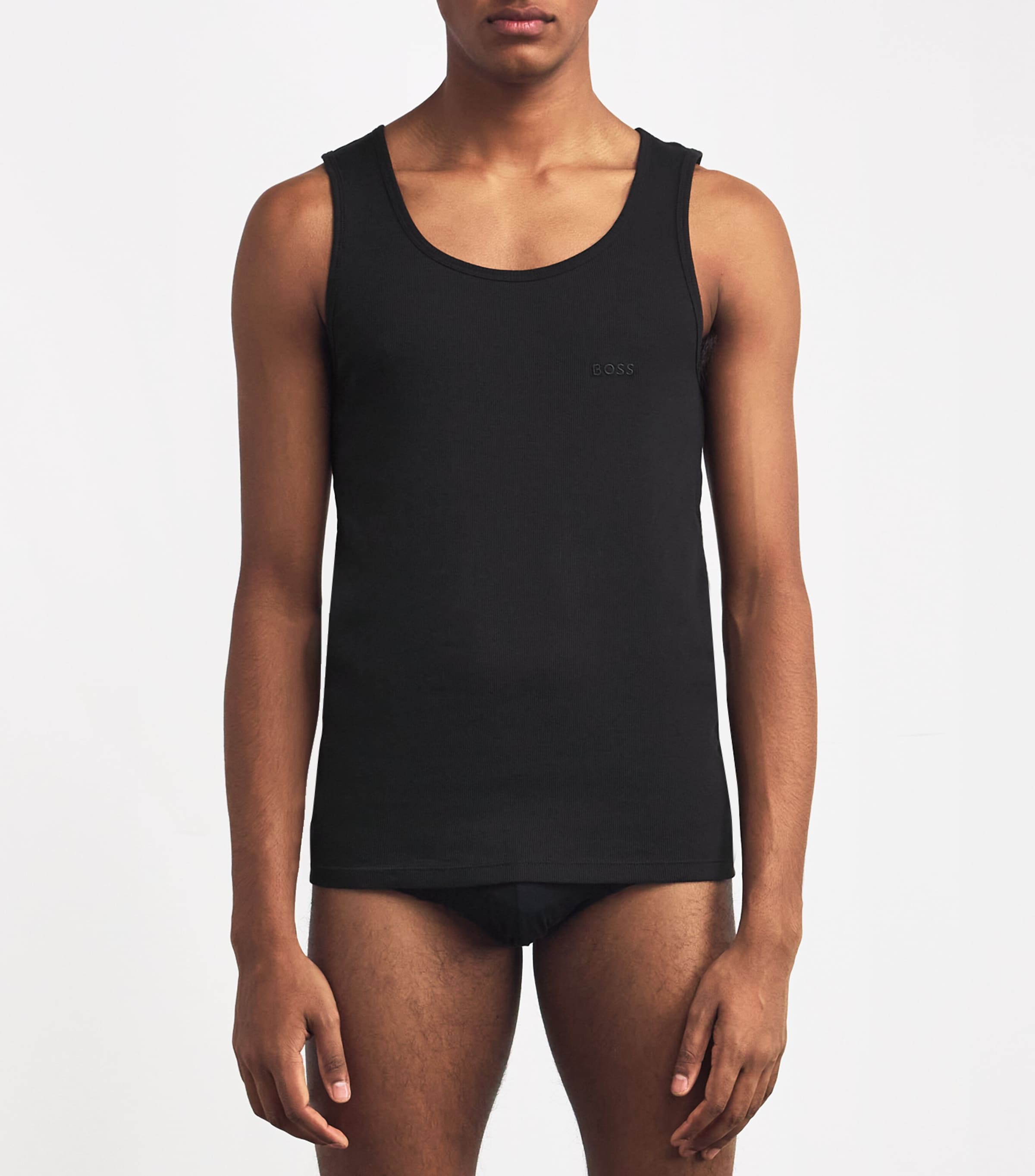 Cotton Logo Tank Top (Pack of 3) 001-BLACK Image 2