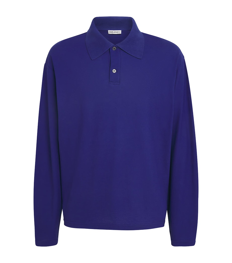 Our Legacy Mens Cotton Polo Shirt Deep Blue Image 1