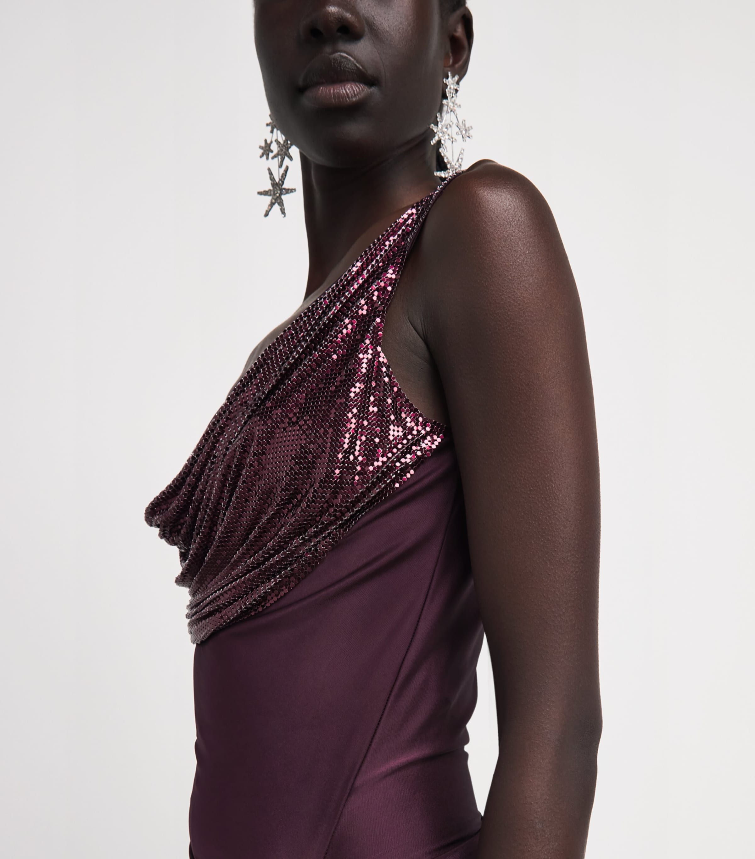 Rabanne Womens Embellished Midi Dress Burgundy Image 3