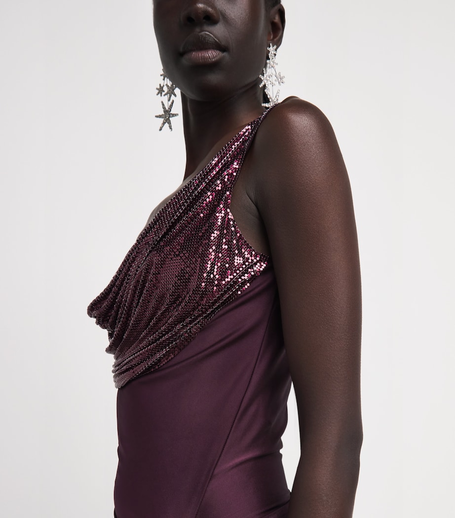 Rabanne Womens Embellished Midi Dress Burgundy Image 3