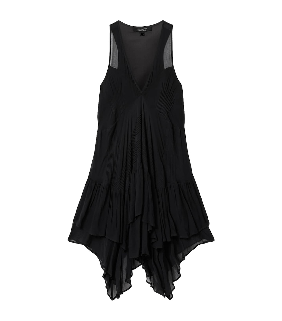 AllSaints Womens Asymmetric Tiered Gretel Midi Dress Black Image 1