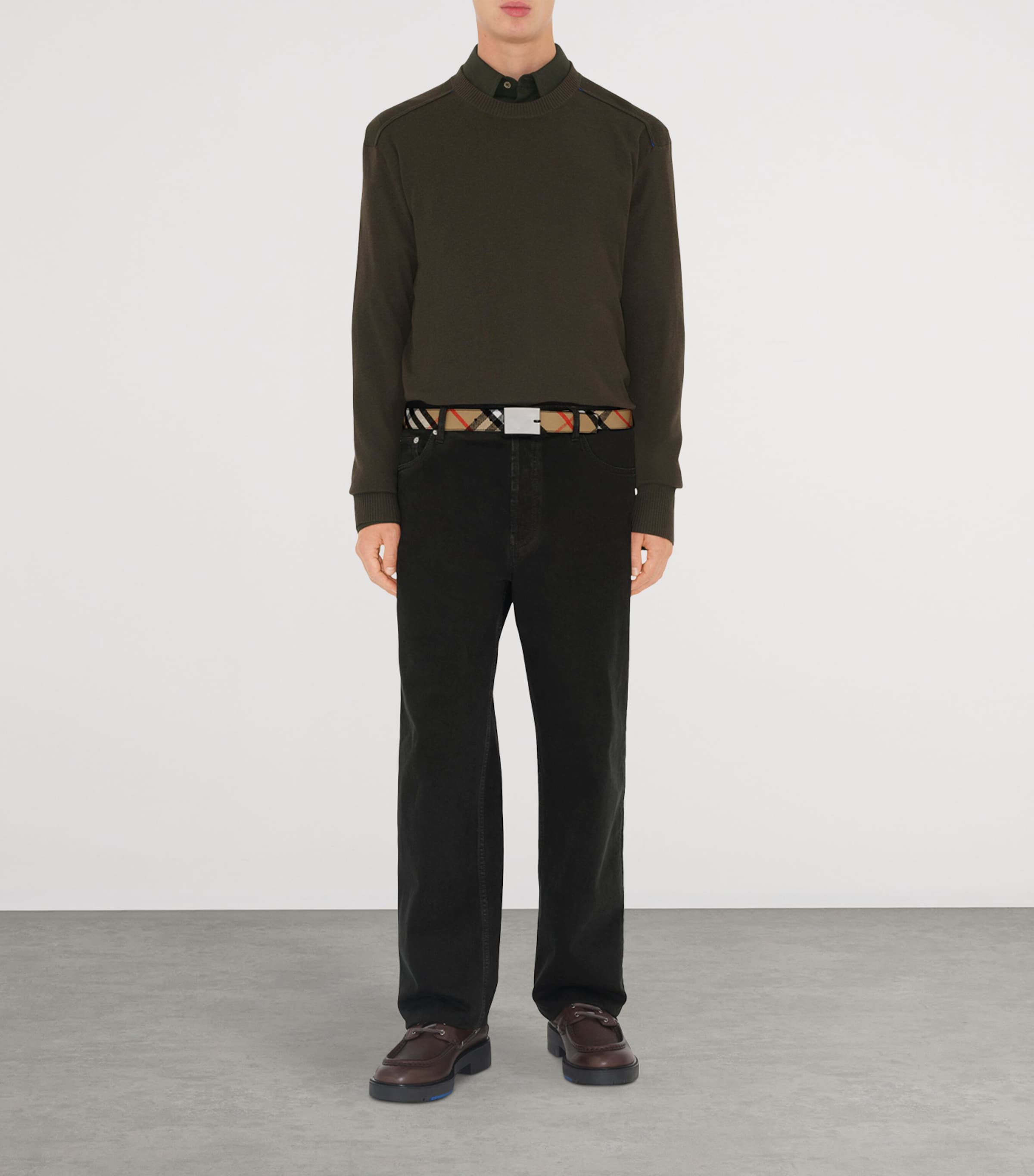 Leather Check Reversible Belt SAND/SLATE Image 2