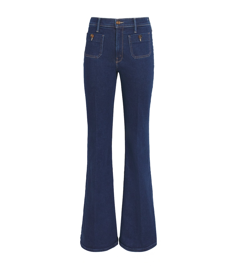 MOTHER Womens Patch Pocket The Doozy High-Rise Flared Jeans Retrograde Rodeo Image 1