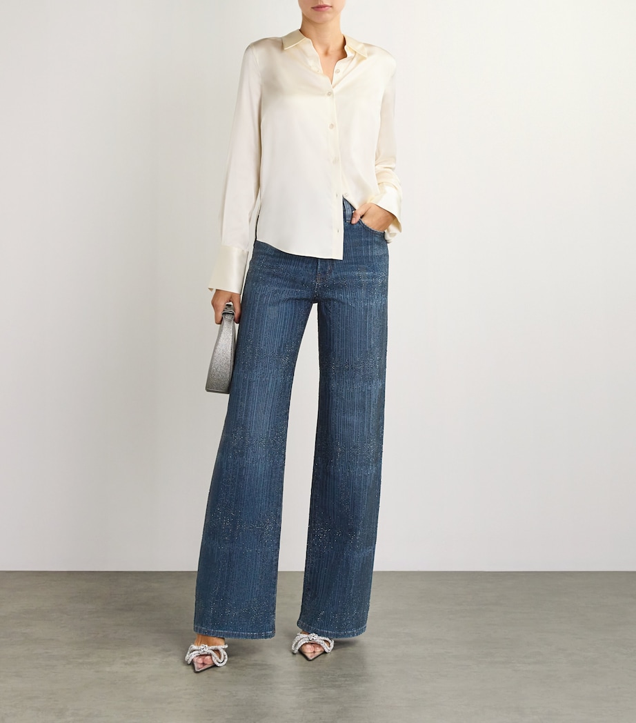 Embellished Wide-Leg Jeans BLUE Image 2
