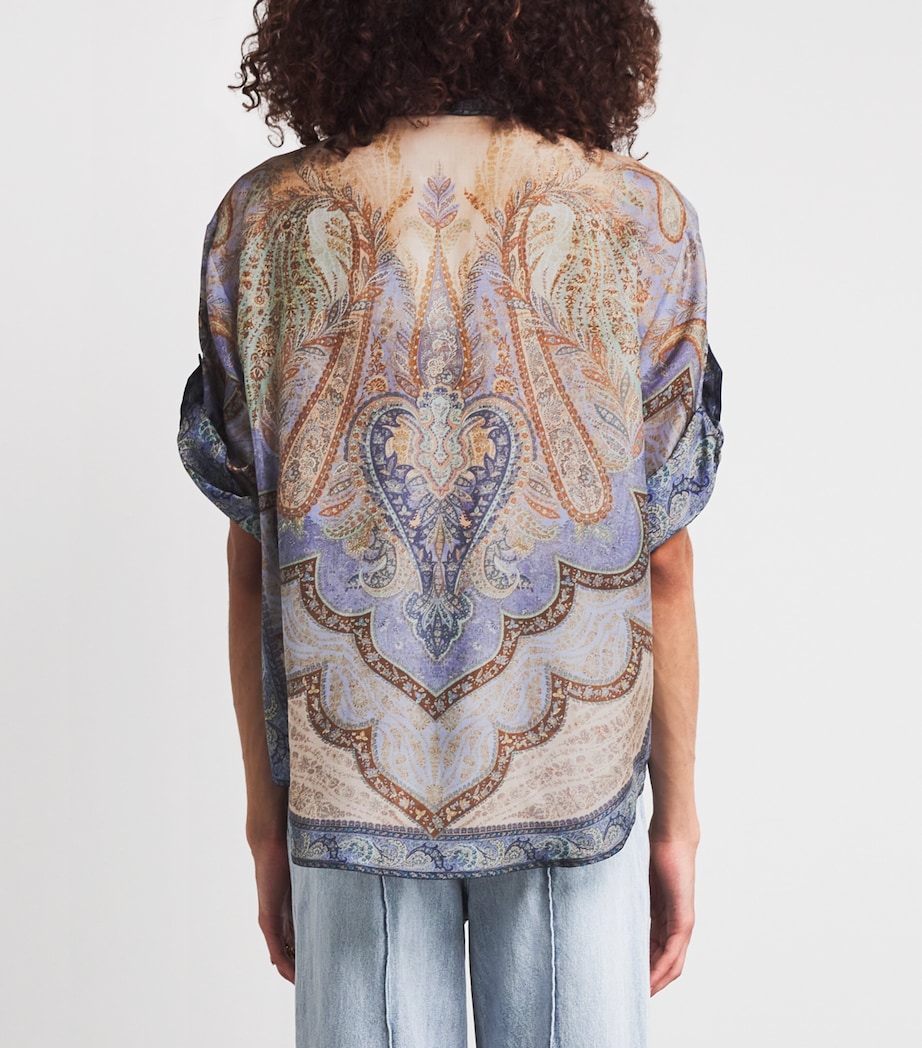 Silk Printed Wanderlust Shirt TAPSTRY BLU MLTITPBL Image 4