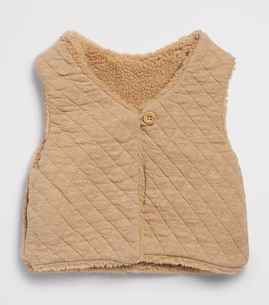 Purebaby Faux Shearling Reversible Gilet (0-12 Months) Mushm Mushroom Image 3