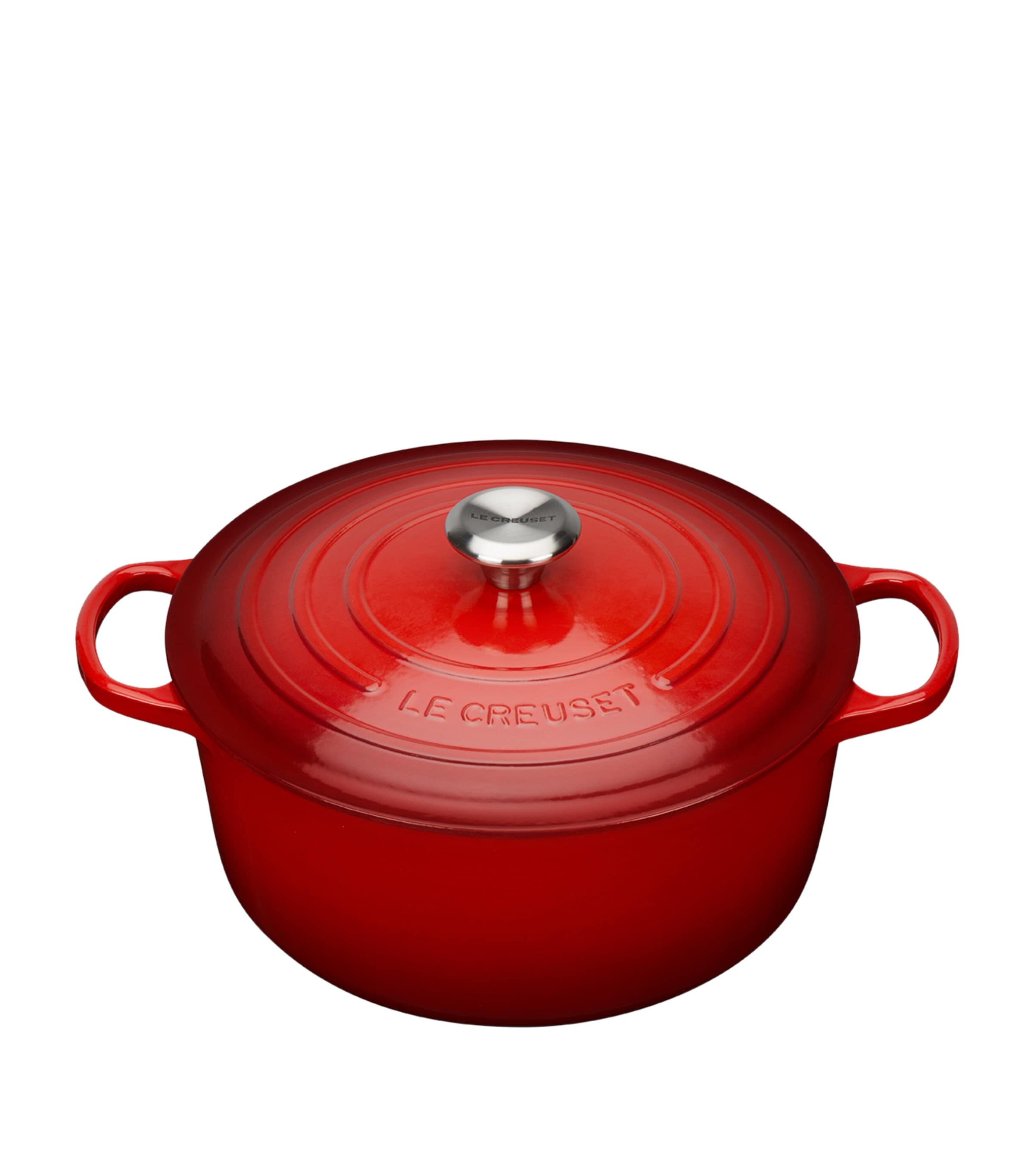 Shop Le Creuset Cast Iron Round Casserole Dish In Cerise