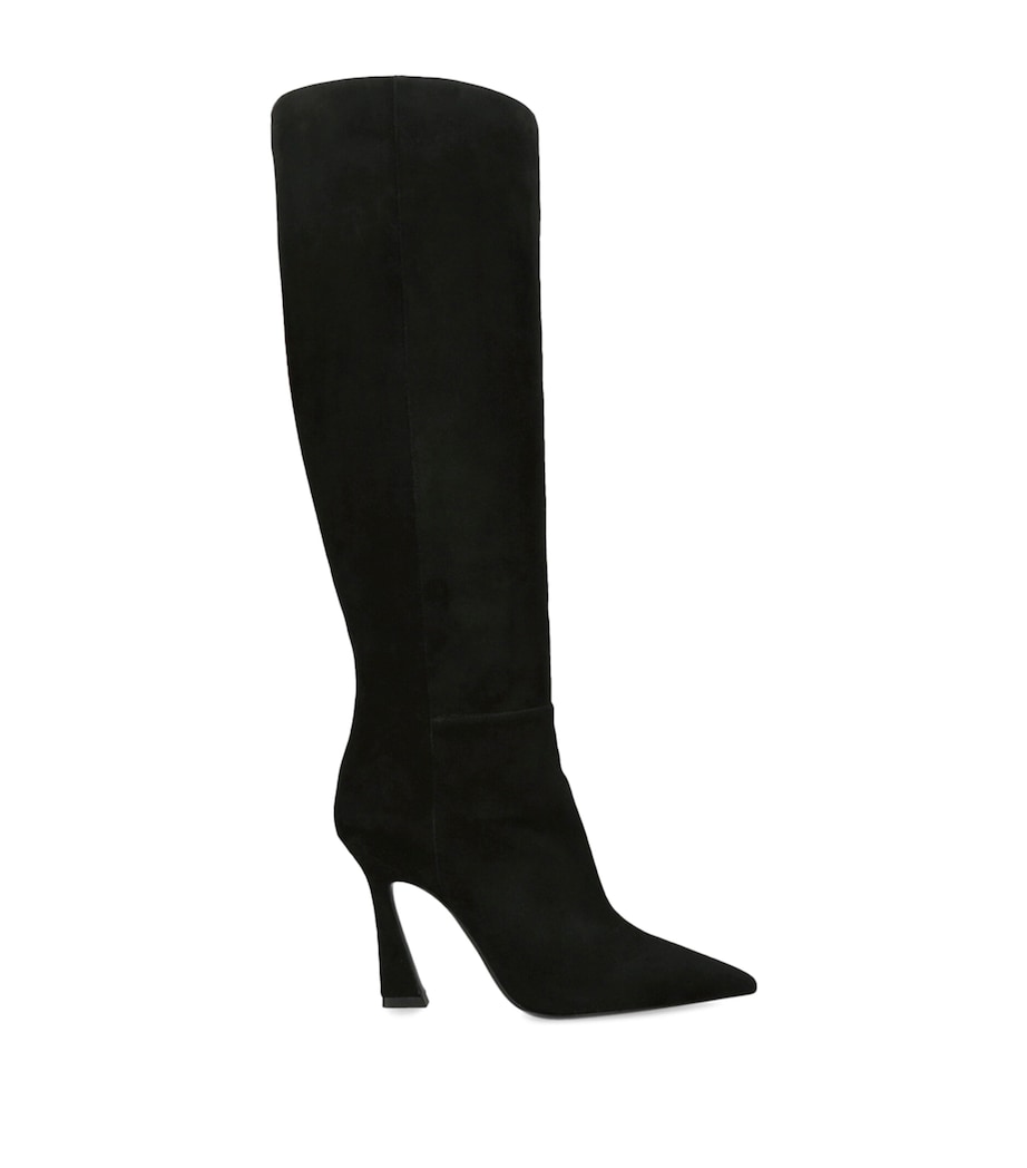 Stuart Weitzman Suede Vinnie Zip Knee-High Boots 100 Black Image 1