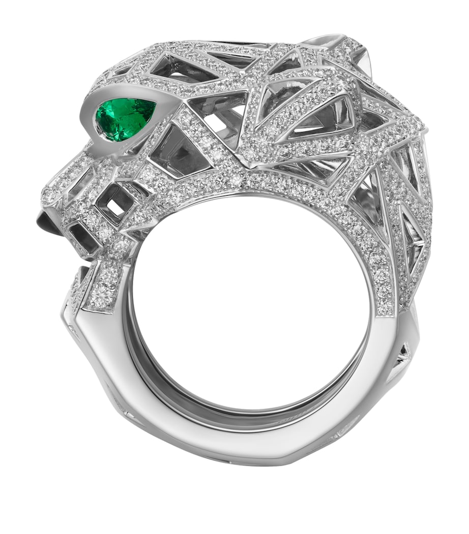 White Gold, Diamond and Emerald Panthère de Cartier Ring WHITE GOLD Image 2