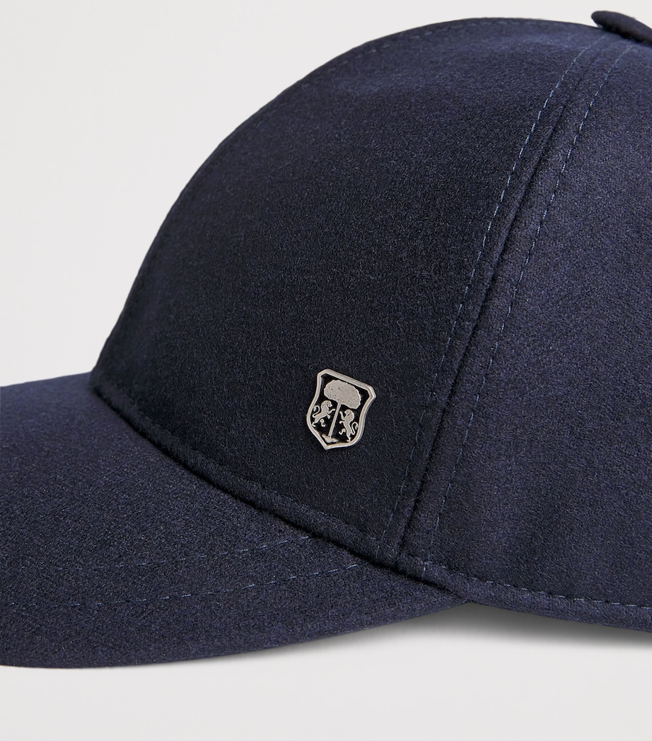 Virgin Wool Shield Baseball Cap 002 DARK BLUE Image 4