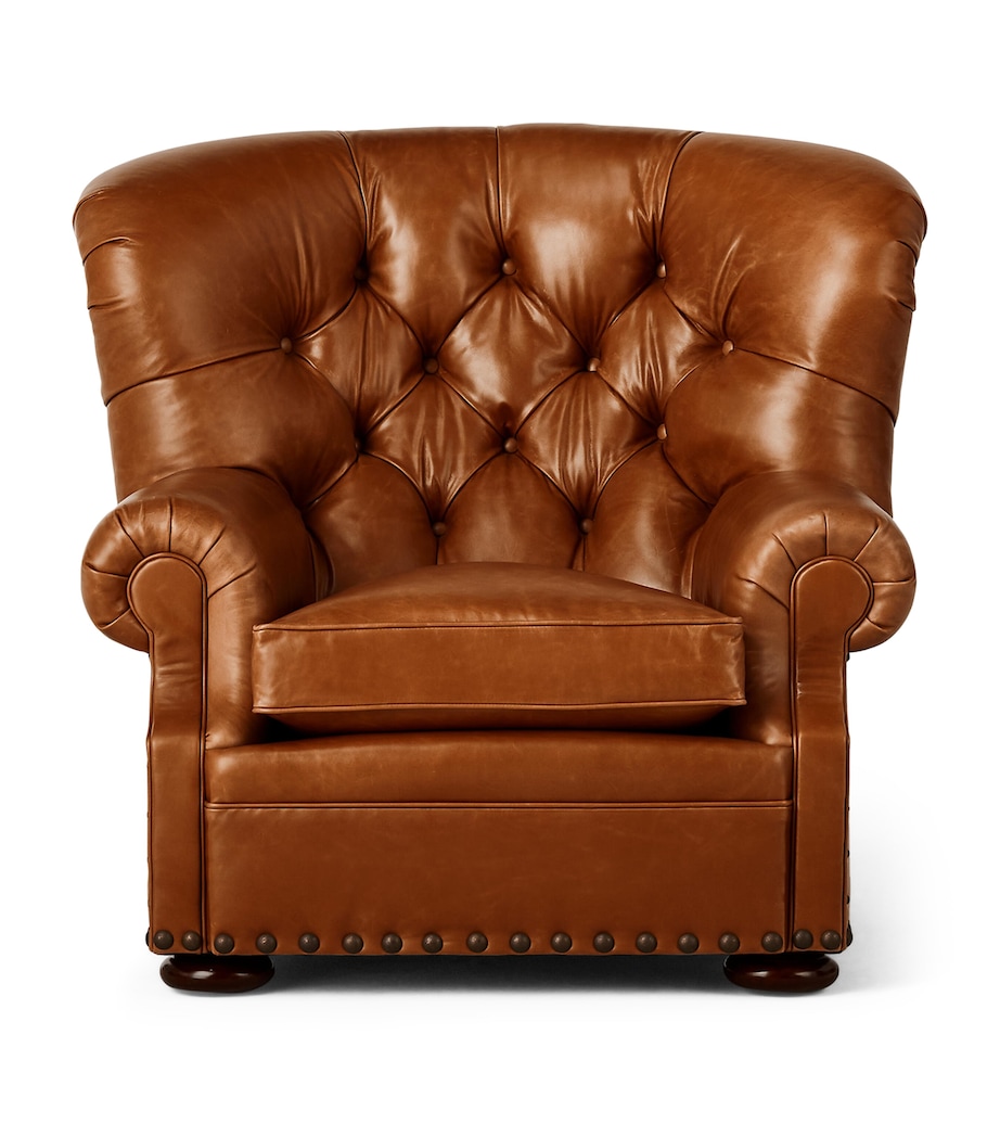 Leather and Maple Writers Chair MEDIUM MAHOGANY Image 1