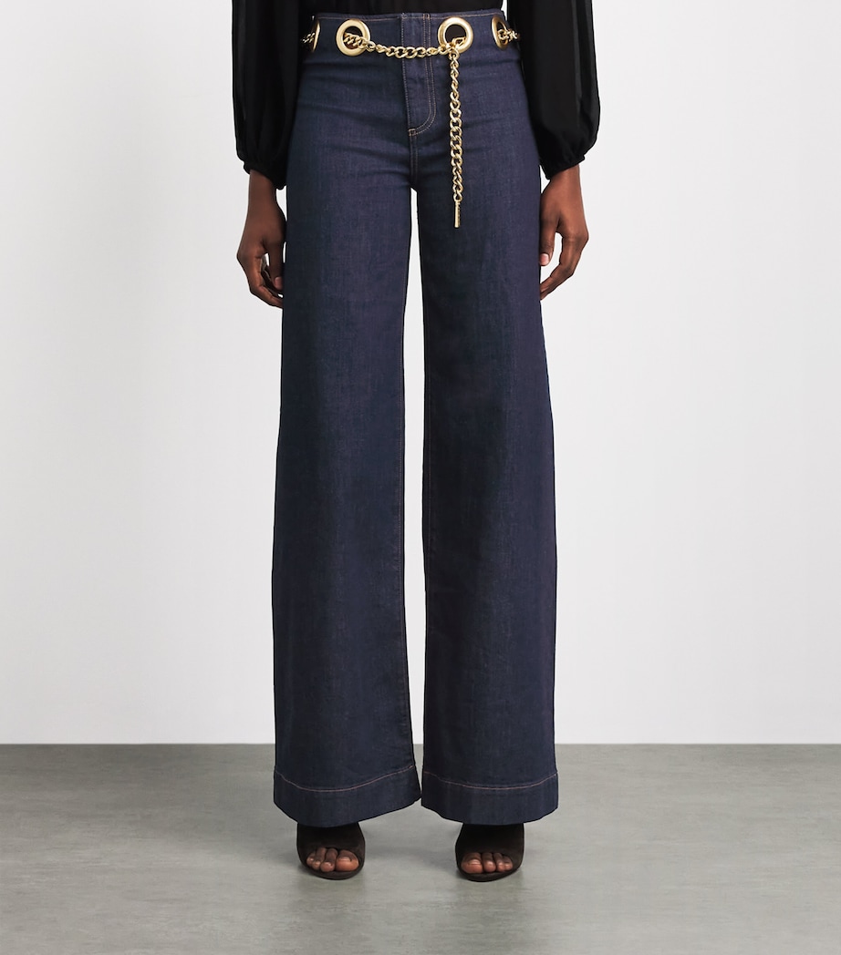Alice+Olivia Womens Chain-Belt Jasper Jeans Dark Rinse Image 4