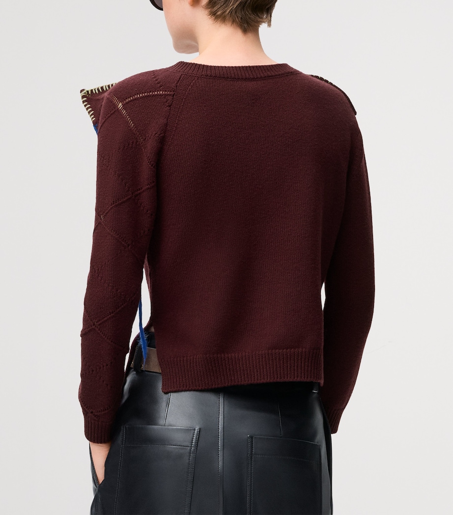 Wool-Blend Contrast-Stitch Sweater BURGUNDY Image 4
