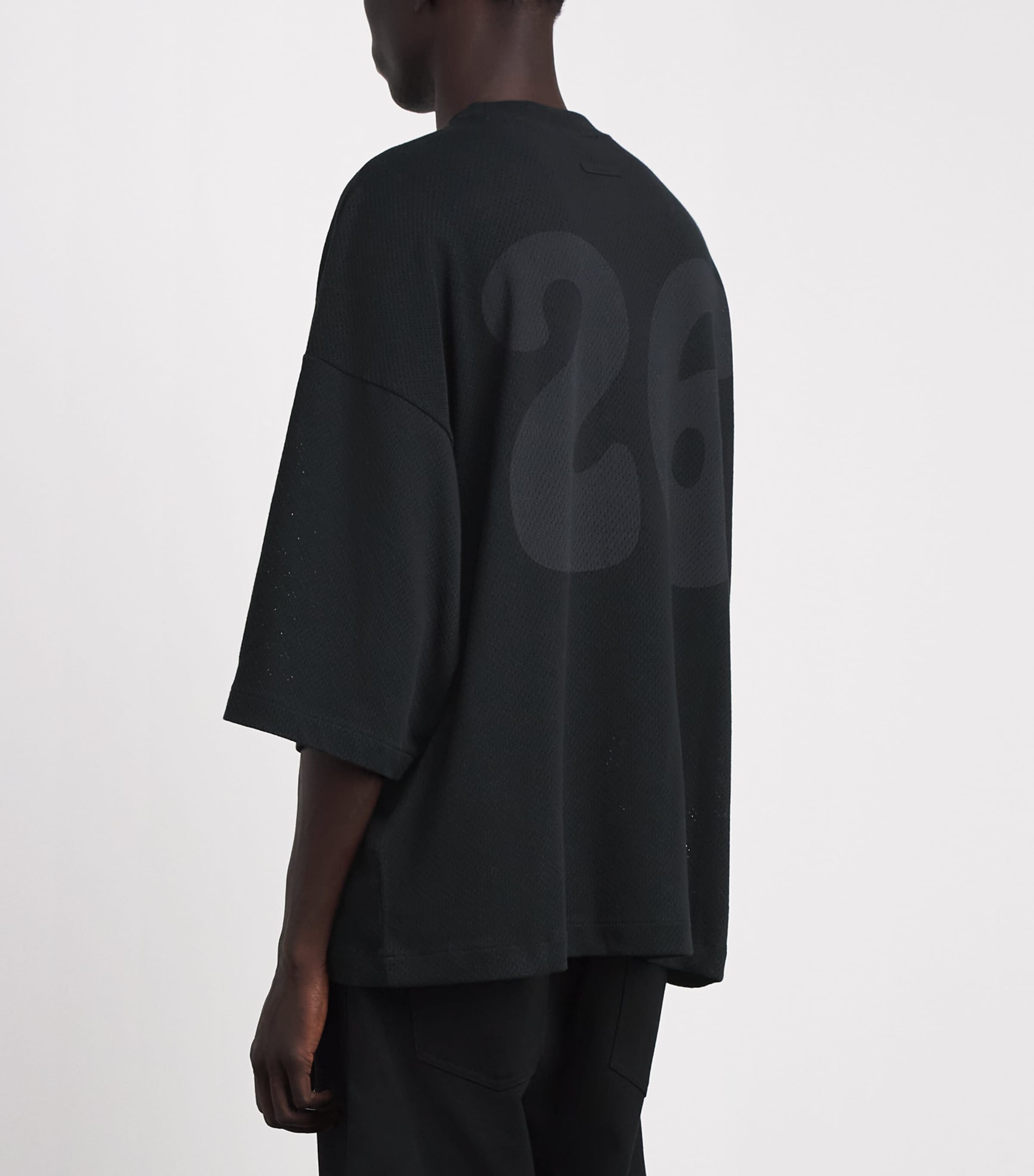FEAR OF GOD ESSENTIALS Mens Mesh Boxy Merch T-Shirt Vintage Black Image 5