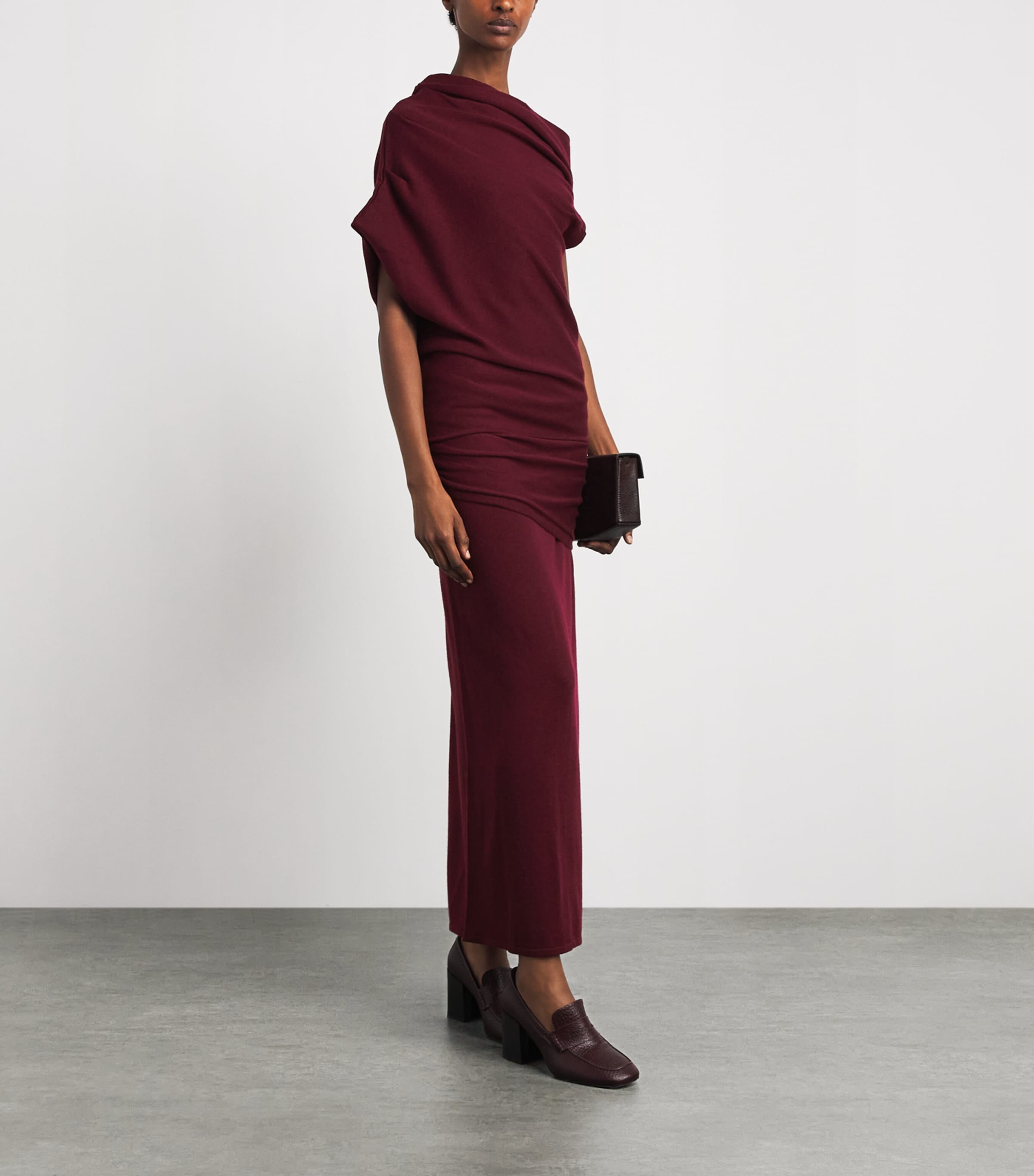 STAUD Womens Merino Asymmetric Mabel Sweater Pnt Pinot Image 2