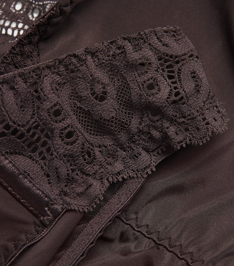 Maison Lejaby Womens Cotton Lace-Detail Gaby Briefs Cola Image 4