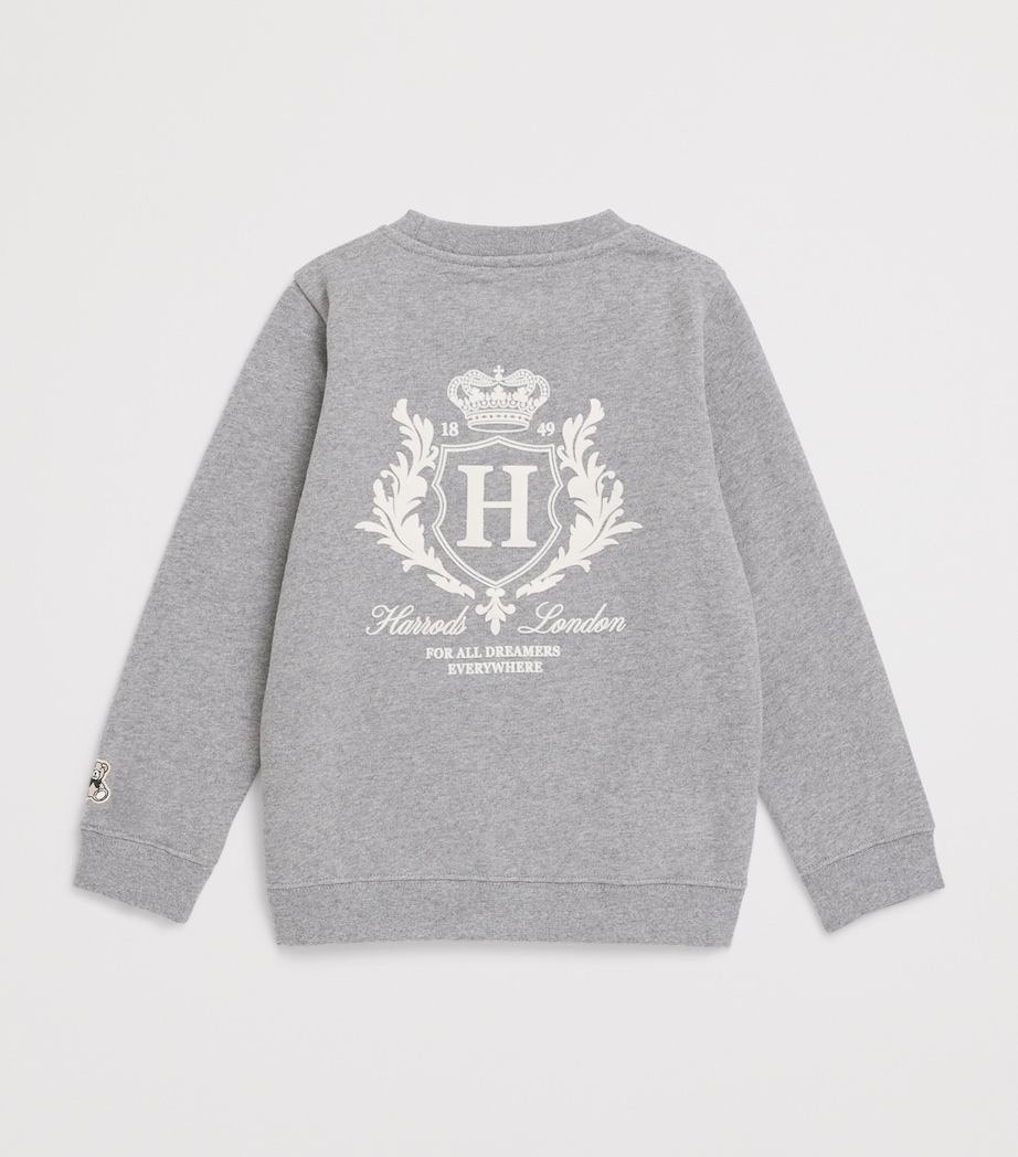 Harrods Cotton Jersey Flocked Logo Sweatshirt (2-8 Years) Grey Image 2