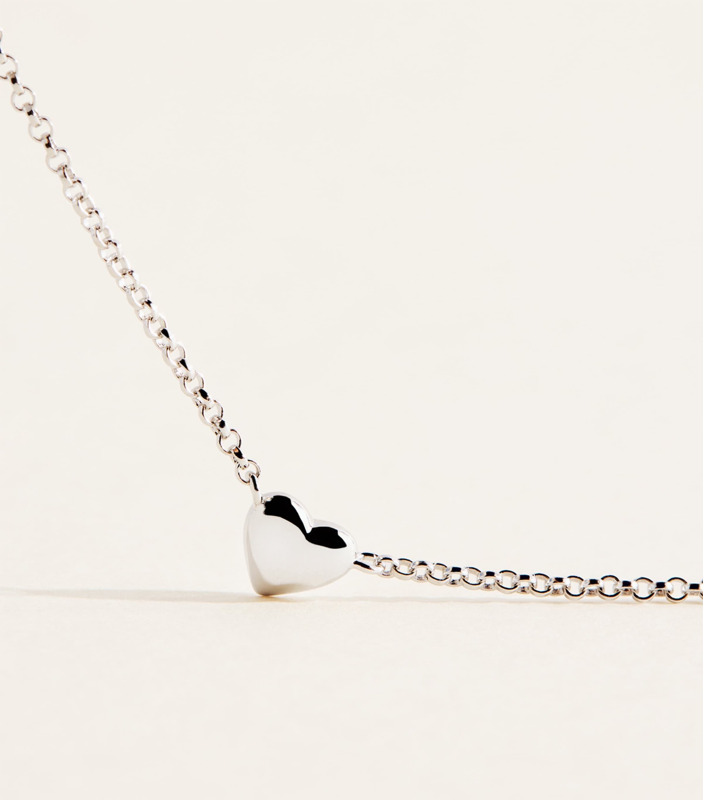 Astrid & Miyu Recycled Sterling Silver Heart Necklace Silver Image 4