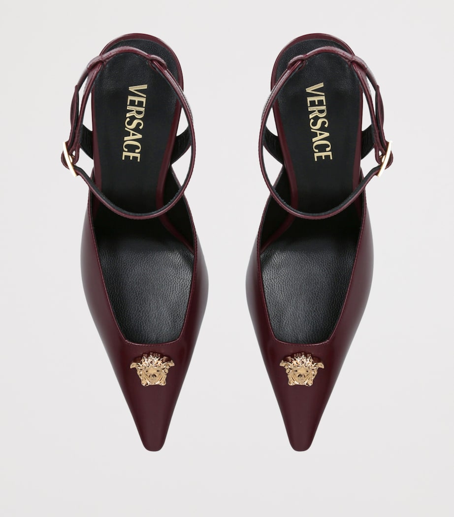 Leather La Medusa Slingback Heels 85 WINE Image 4