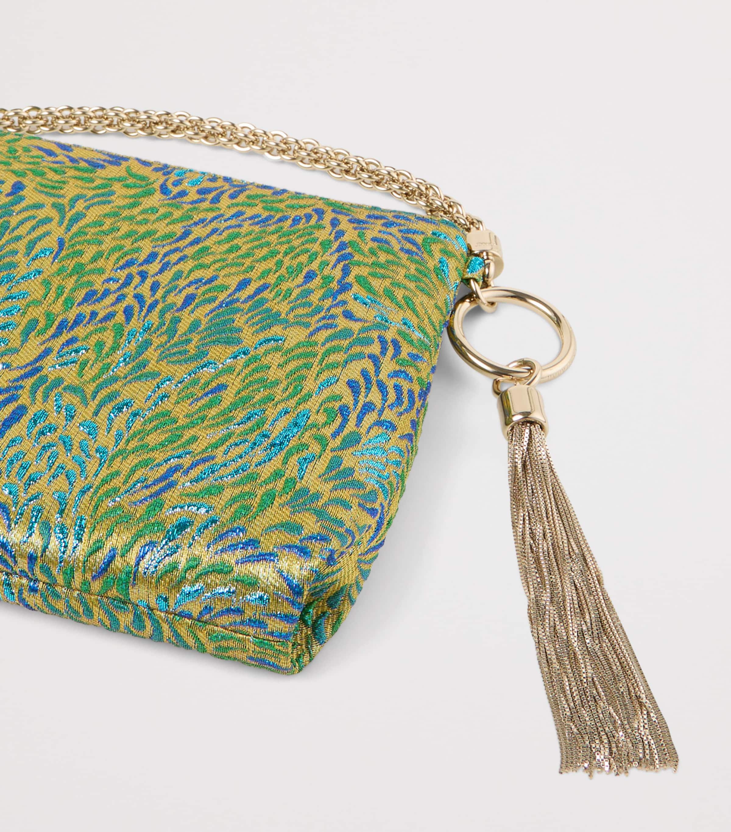 Jimmy Choo Callie Metallic Canvas Clutch Bag Green Mix/light Gold Image 5