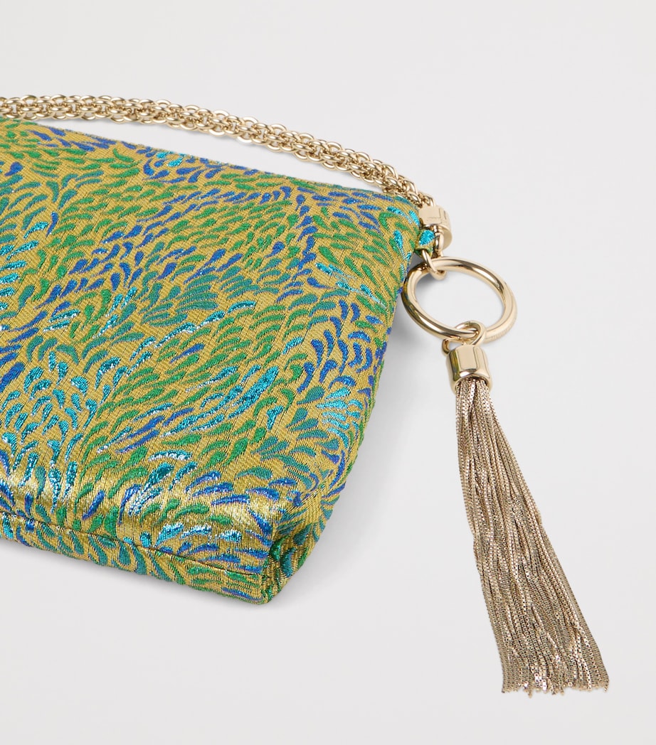 Jimmy Choo Callie Metallic Canvas Clutch Bag Green Mix/light Gold Image 5