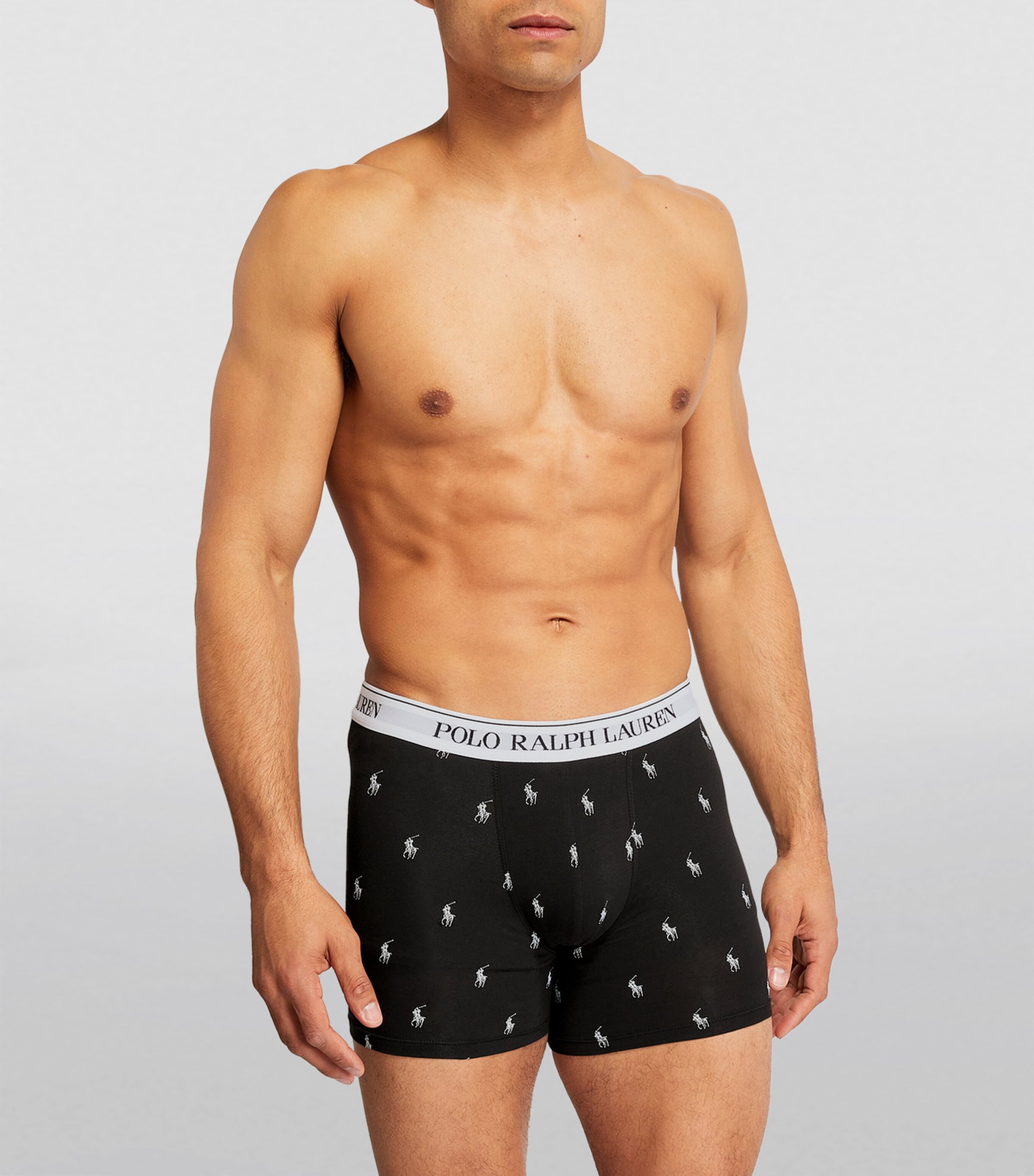 Stretch-Cotton Classic Trunks (Pack of 3) BLK/CHRCL HTR/WHT Image 2