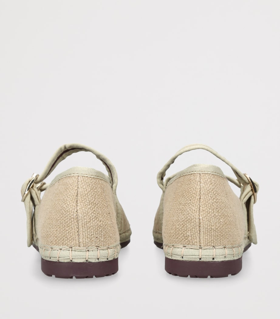 Flabelus Linen-Blend Claire Mary Janes Beige Comb Image 2
