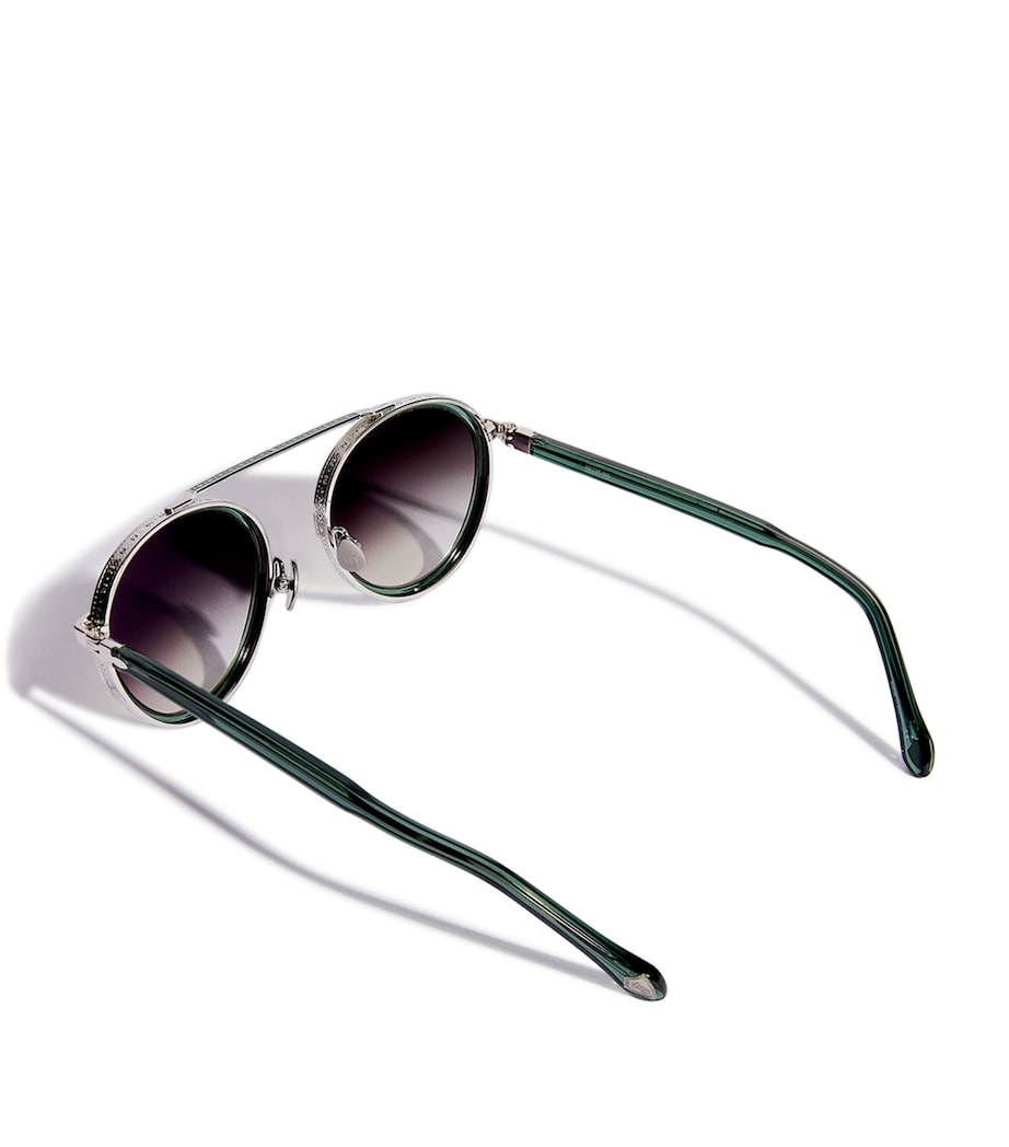 Matsuda M3125 Sunglasses Brshd Slvr Bttle Grn Image 2