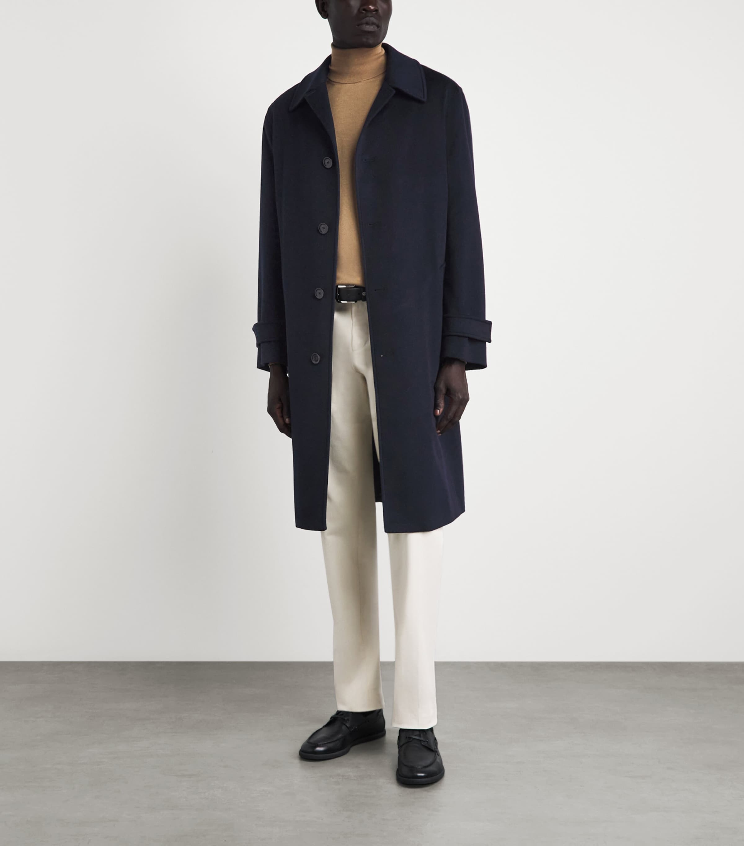 Lardini Mens Cashmere Belted Overcoat Navy Image 2
