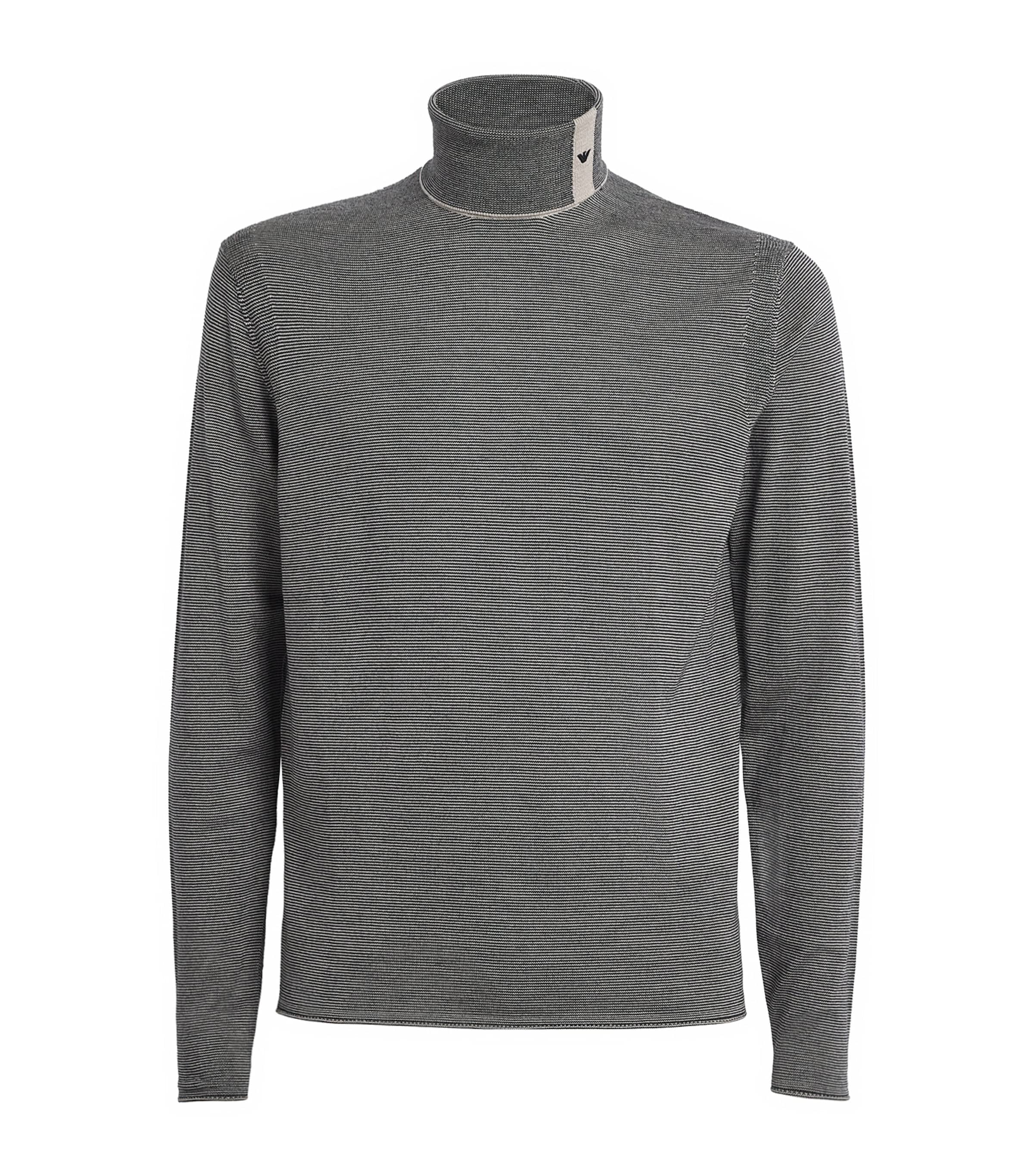 Virgin Wool Stripe Rollneck Sweater FB067 Image 1