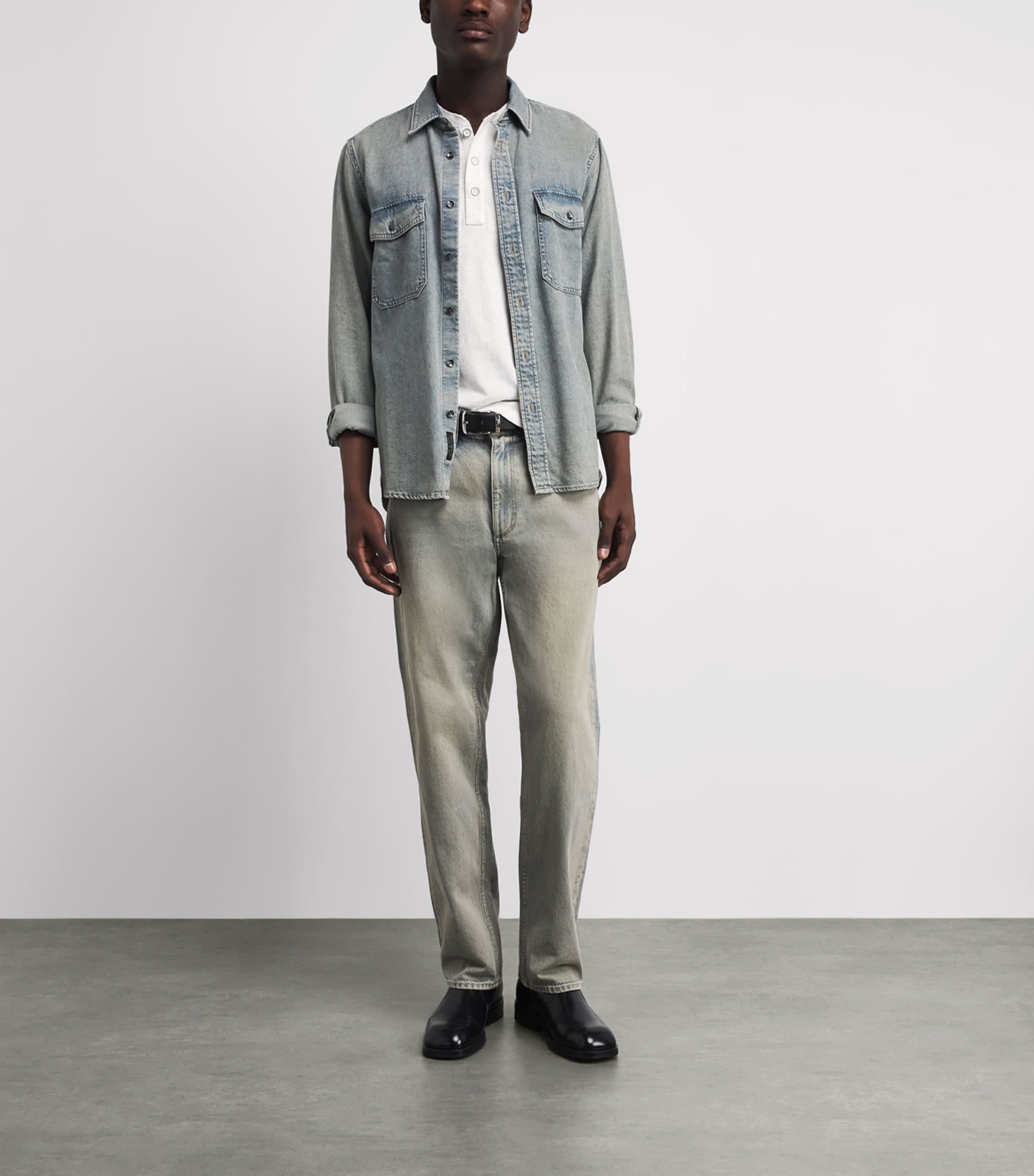 Rag & Bone Mens Cotton Henley Top White Image 2