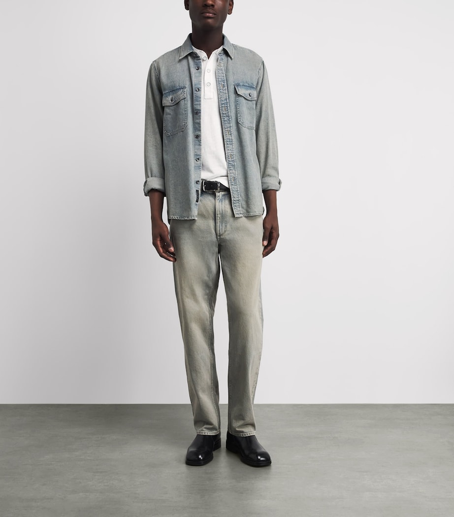 Rag & Bone Mens Cotton Henley Top White Image 2
