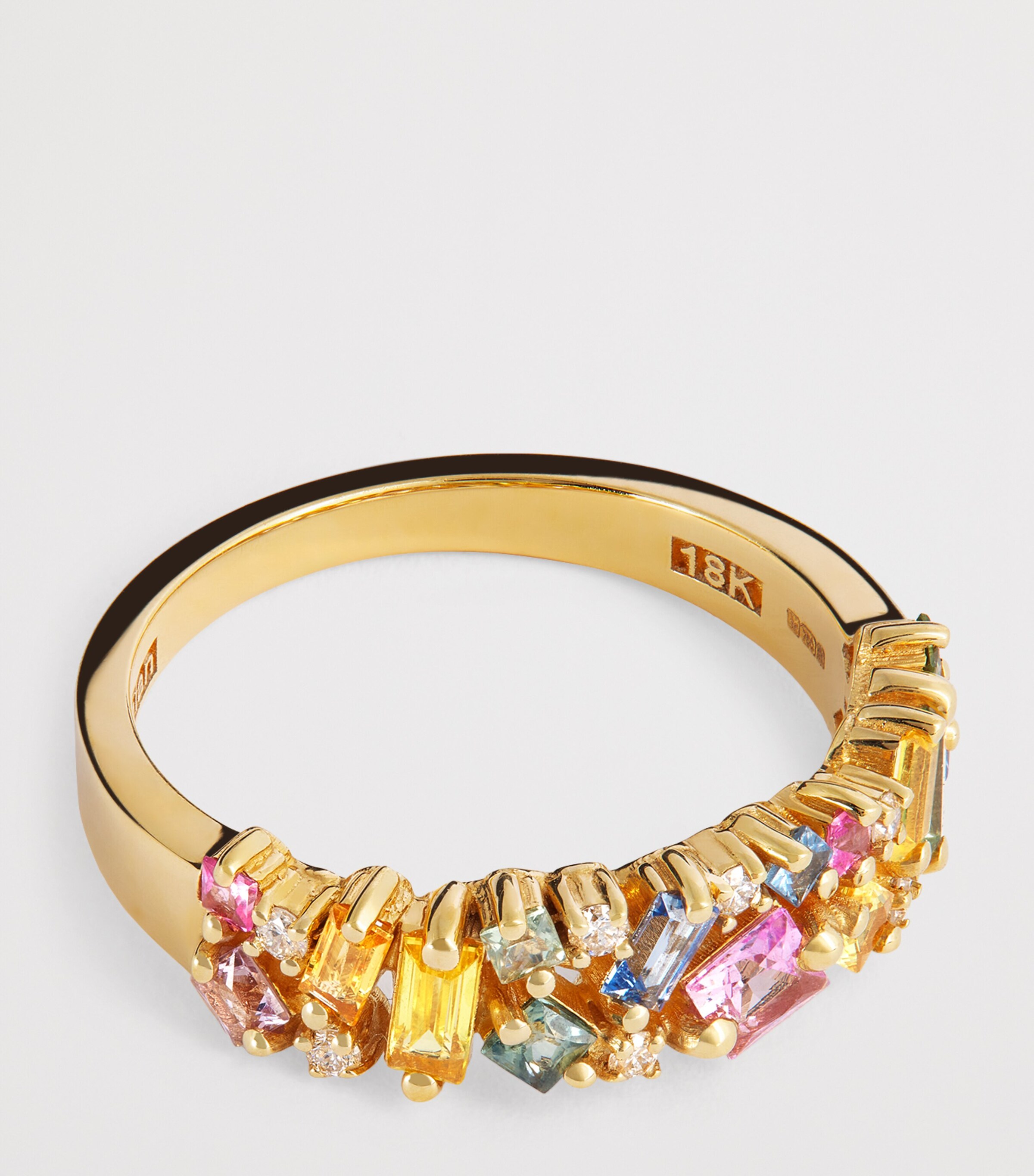 Yellow Gold, Diamond and Pastel Sapphire La Fantasie Half-Band Ring 18K YG/PS Image 4