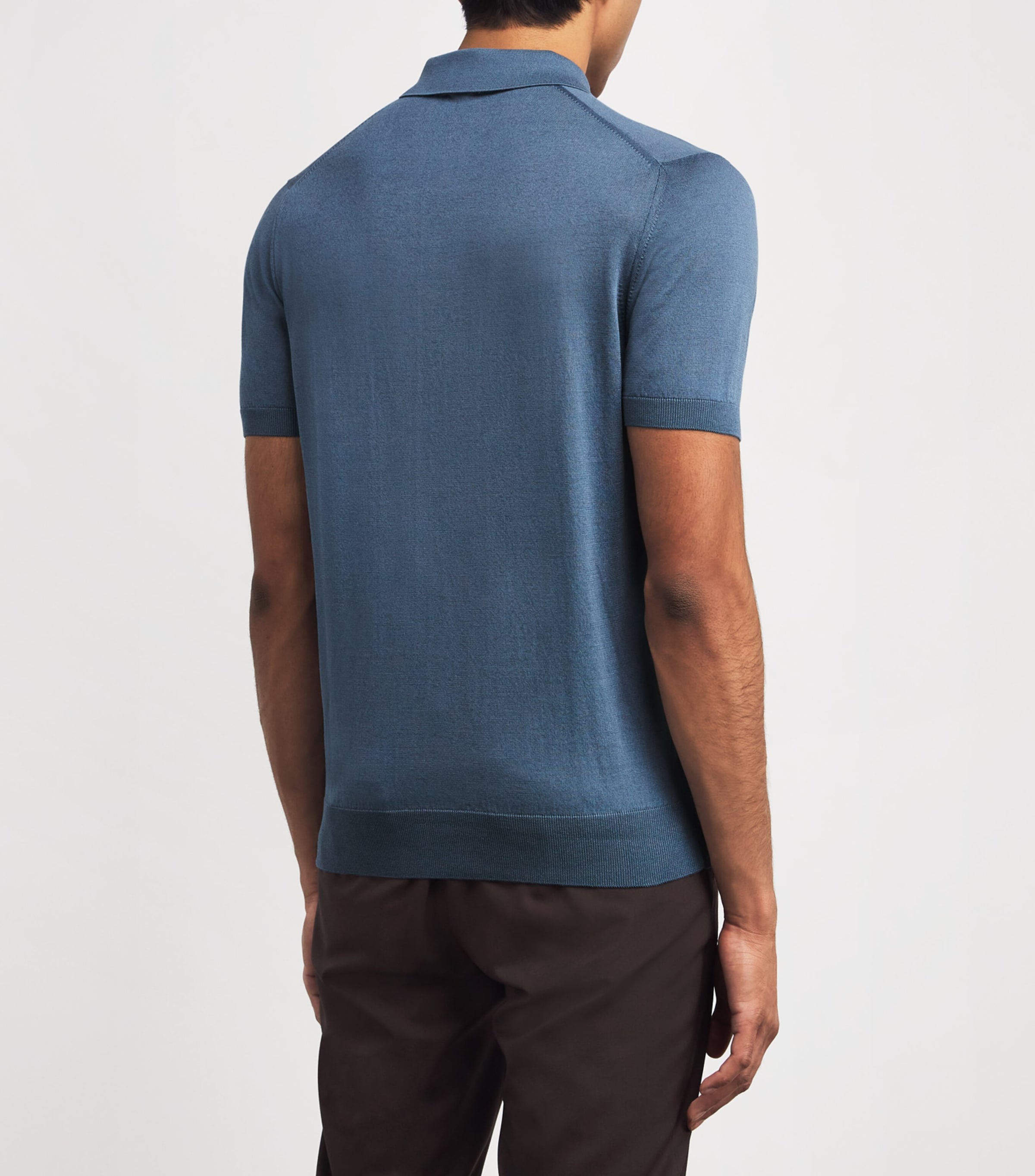 Silk-Cotton Polo Shirt 06 LIGHT BLUE Image 4