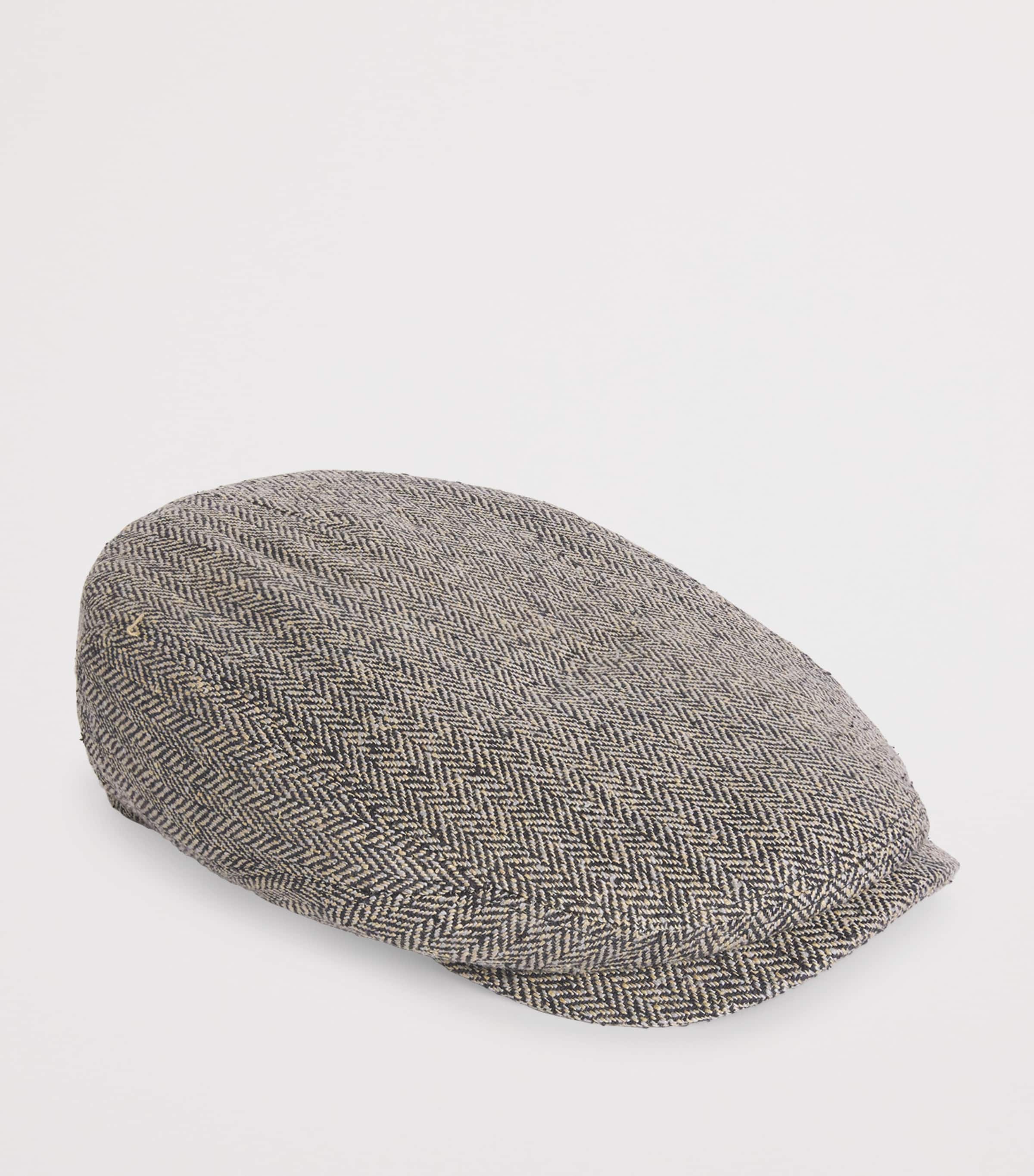 Silk Herringbone Flat Cap 316 - BLACK/BROWN Image 2