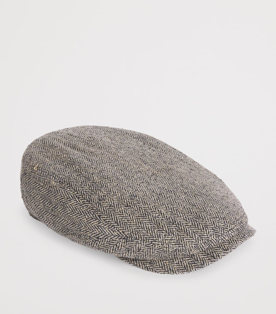 Silk Herringbone Flat Cap 316 - BLACK/BROWN Image 2