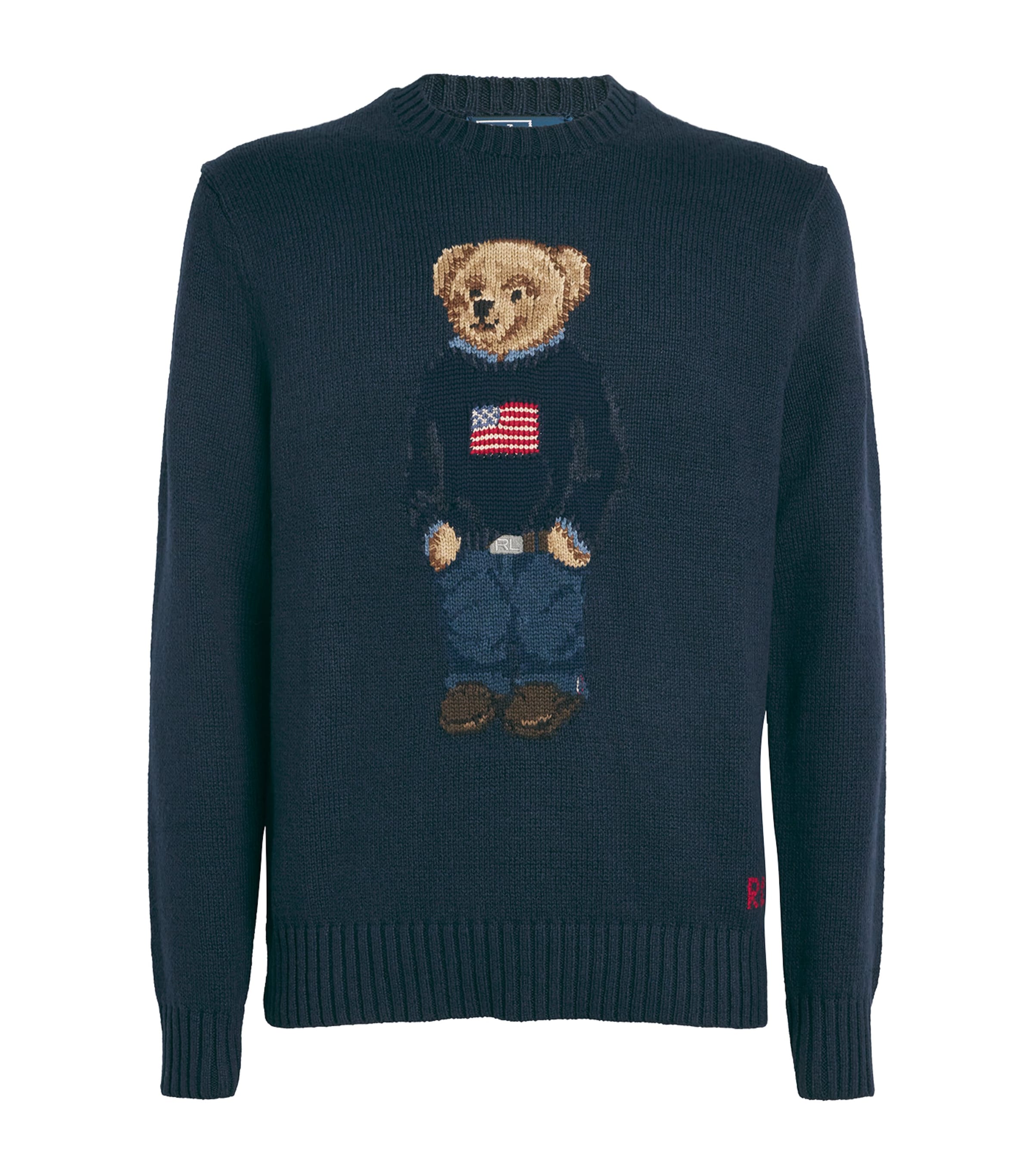 Polo Ralph Lauren Cotton-linen Bear Sweater In Navy