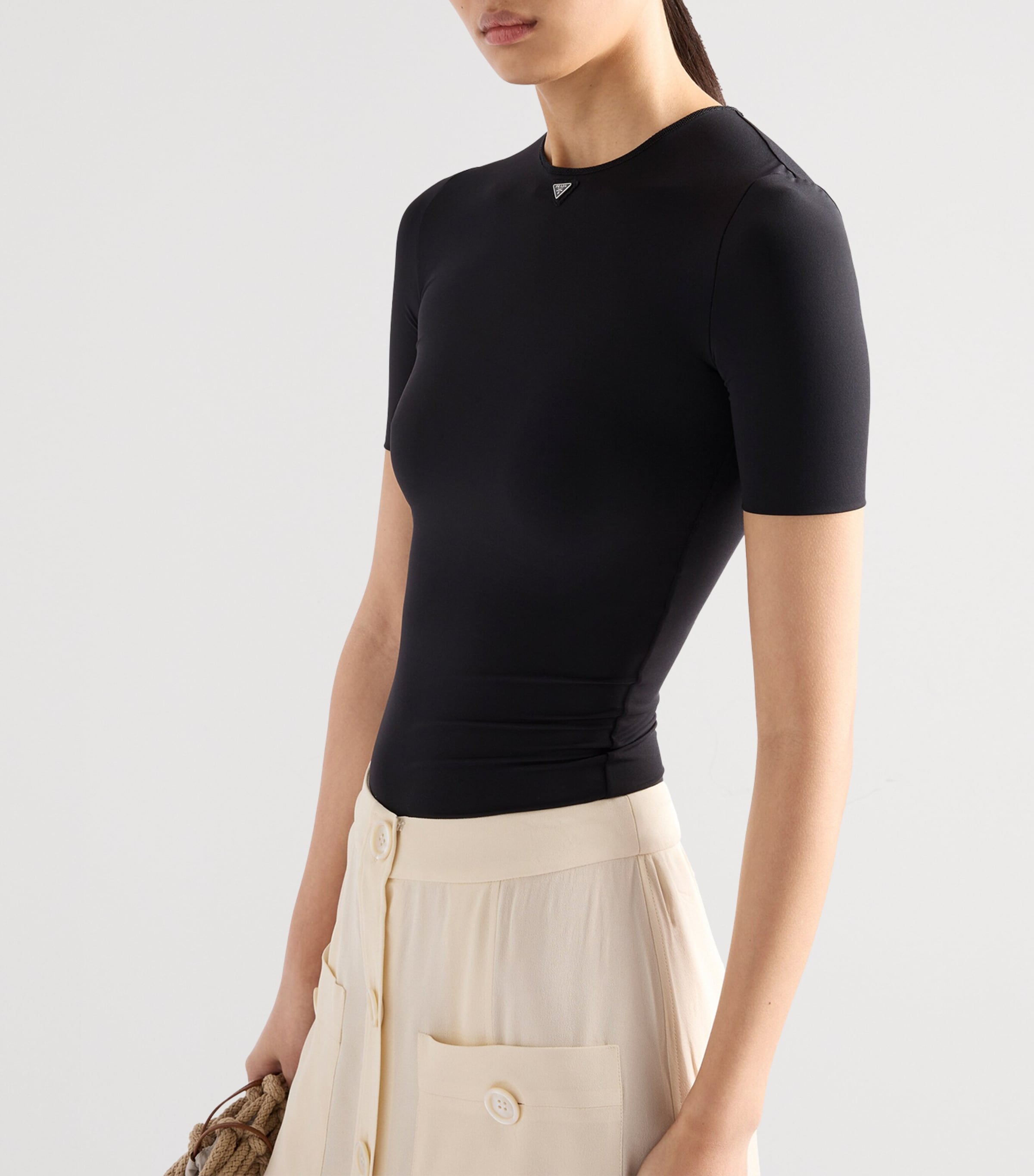 Prada Womens Stretch-Fabric T-Shirt Image 4