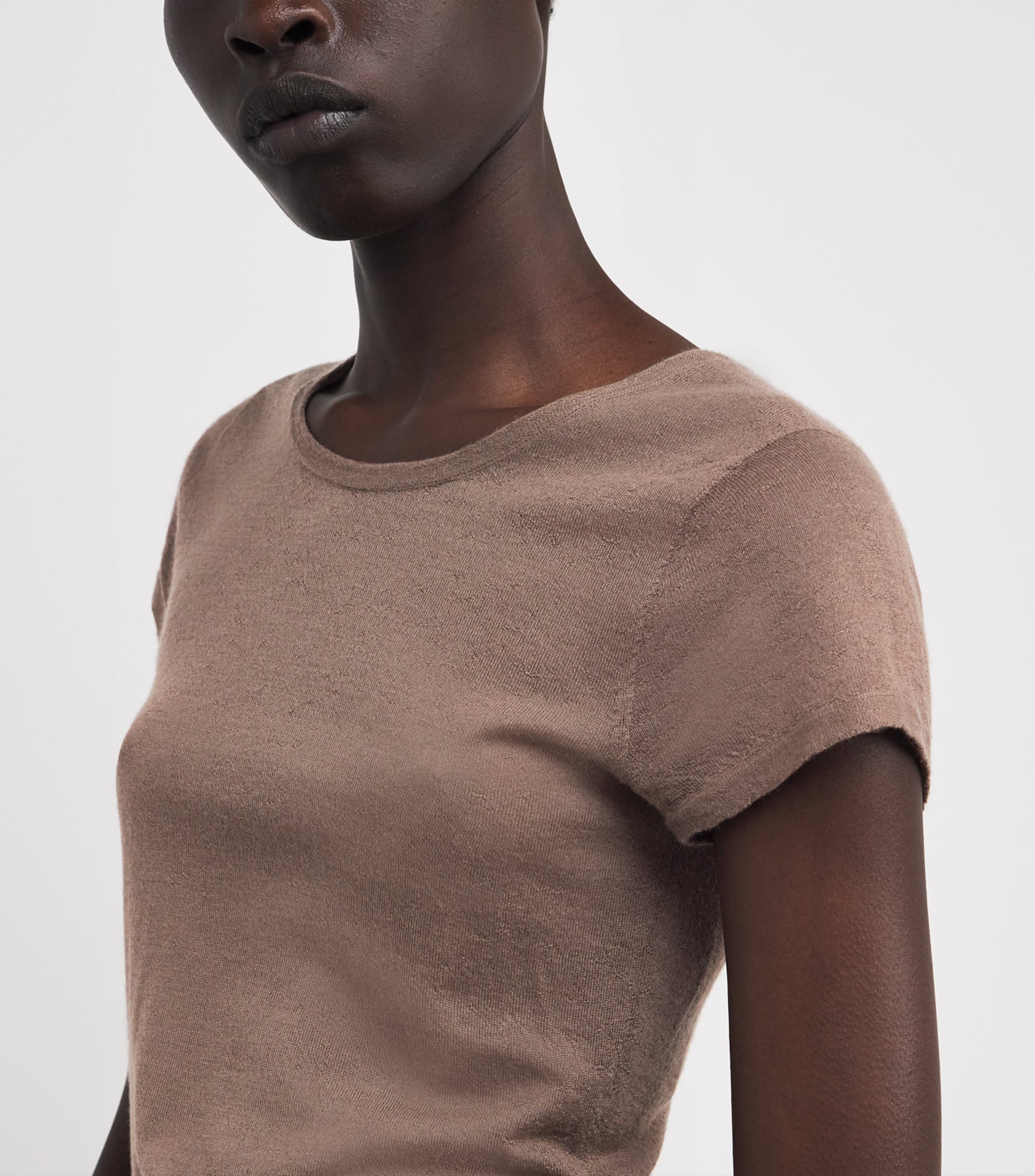 The Row Womens Keyla Cashmere T-Shirt Khaki Image 5