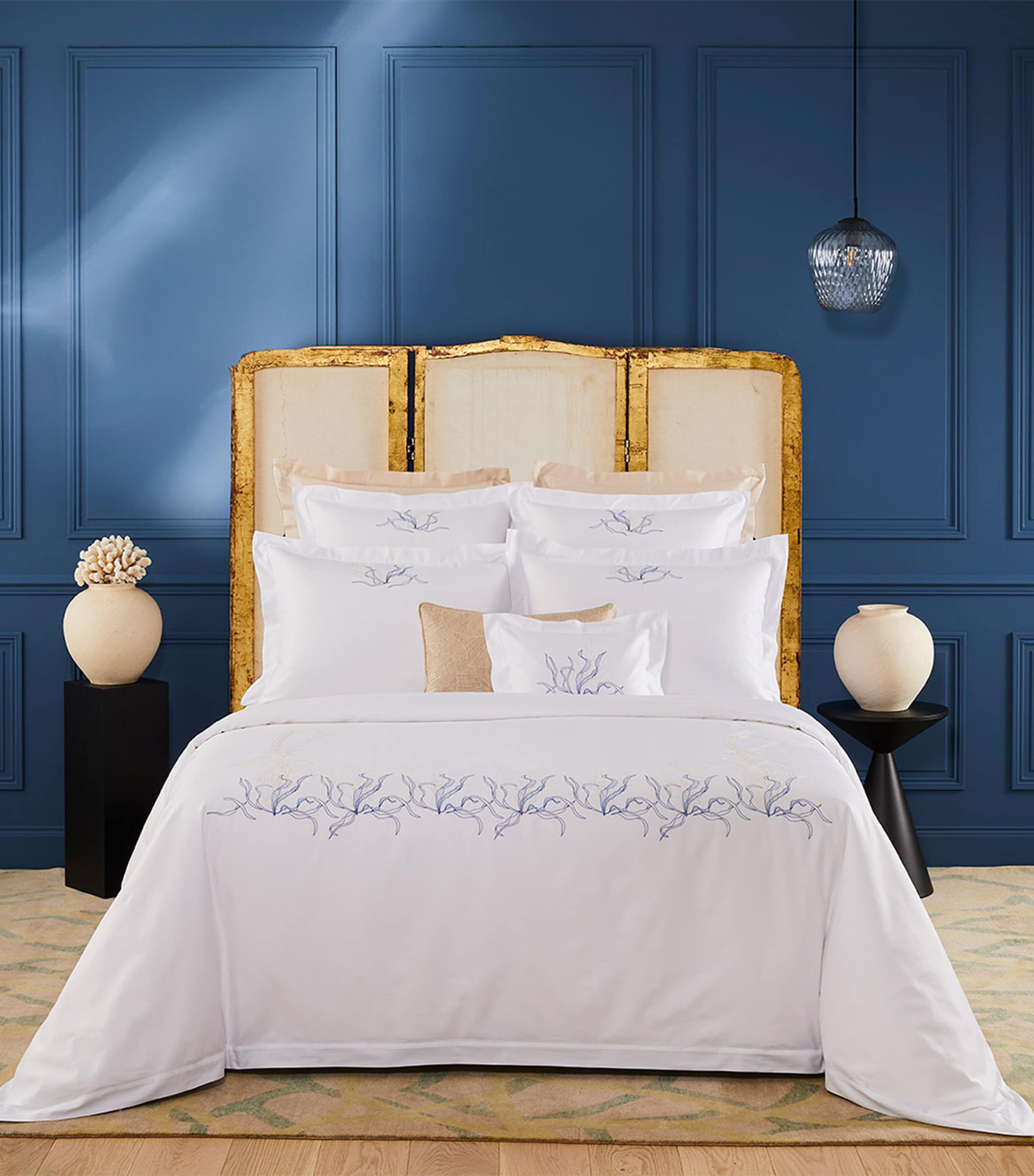 Yves Delorme Couture Nautilus King Duvet Cover (240cm x 220cm) Blc/blu Image 1