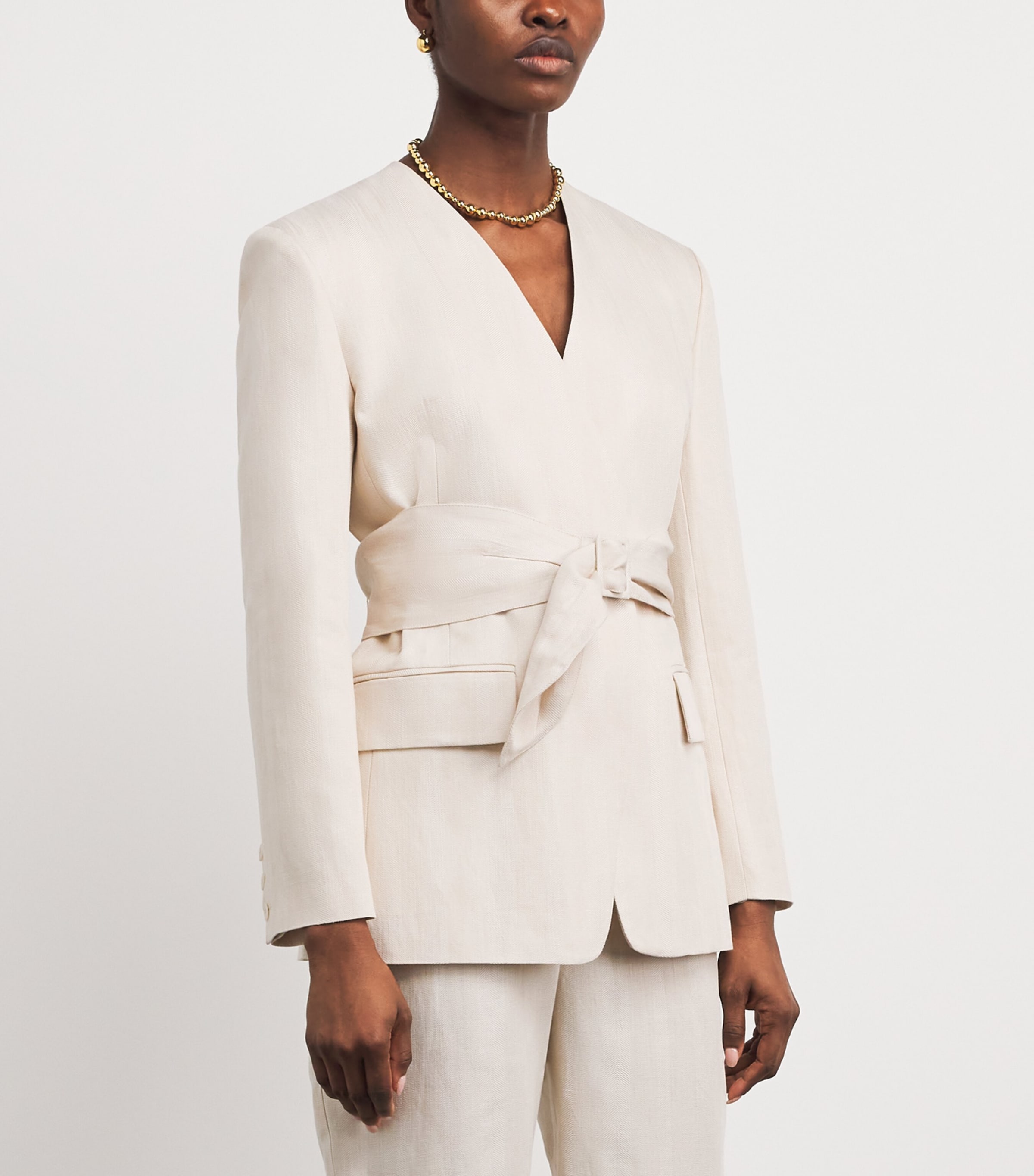 Claudie Pierlot Womens Kimono-Collar Jacket Sand Image 4
