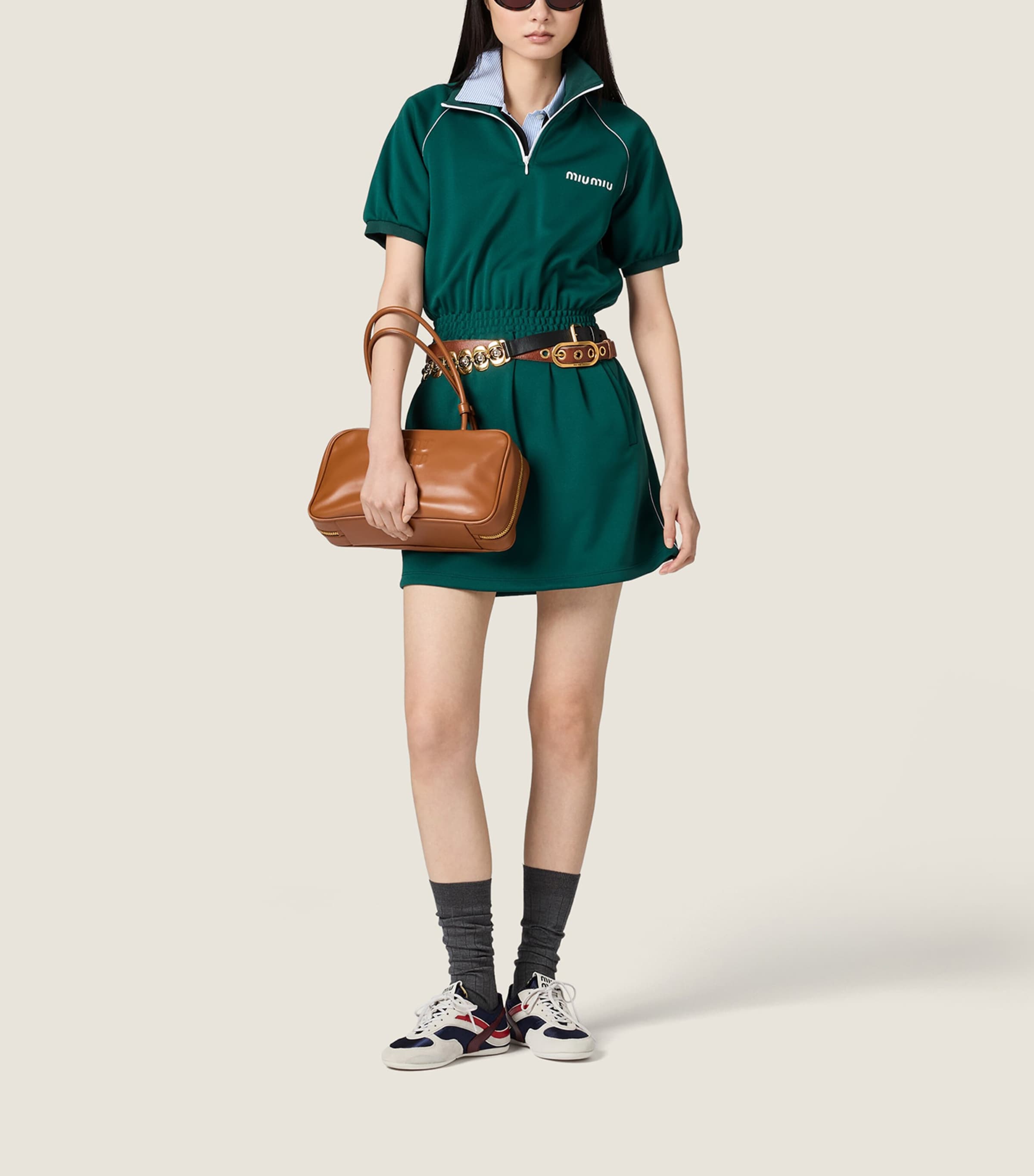 Miu Miu Womens Technical Jersey Mini Dress Image 2