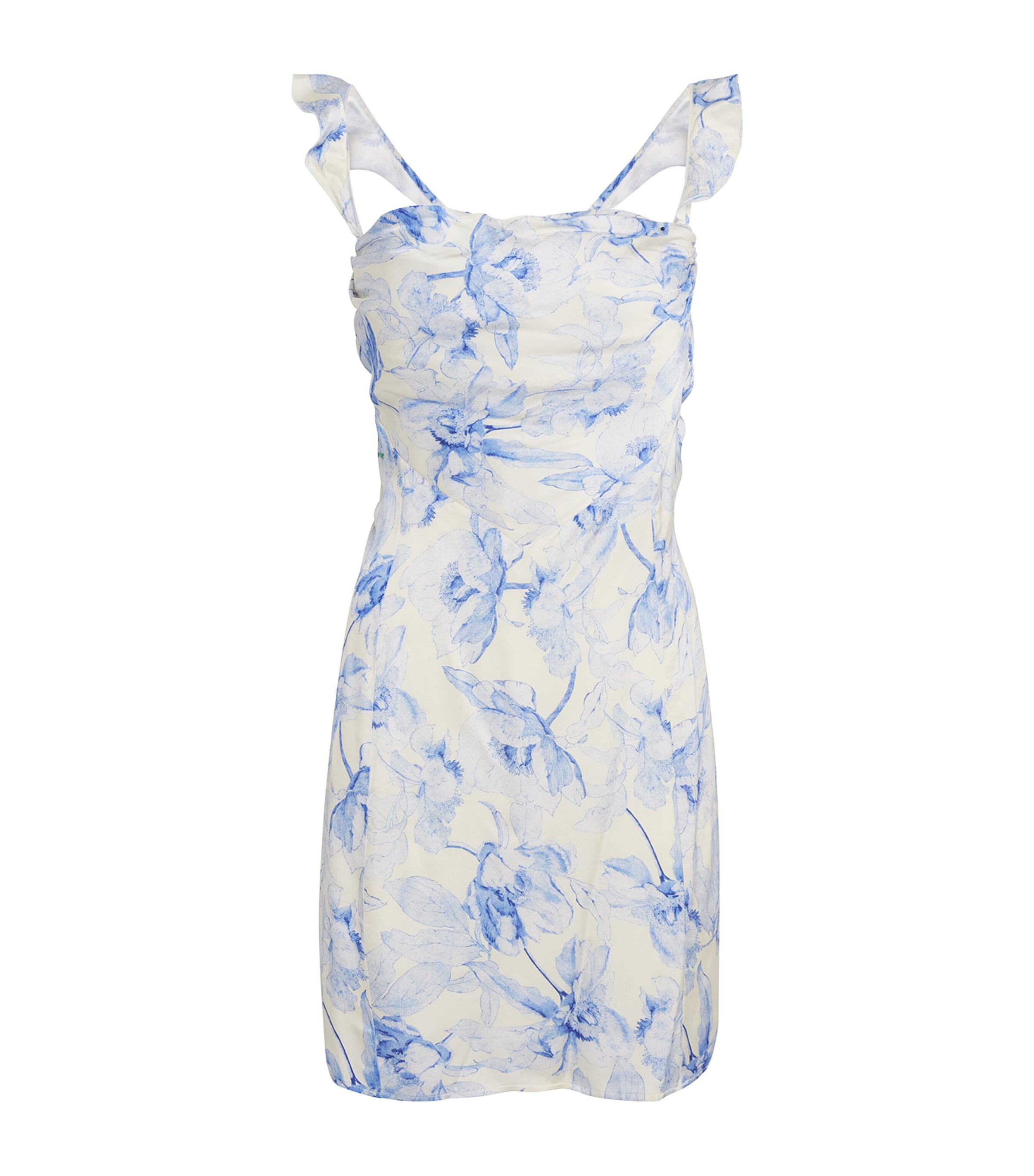 Maje Satin Floral Mini Dress In Blue