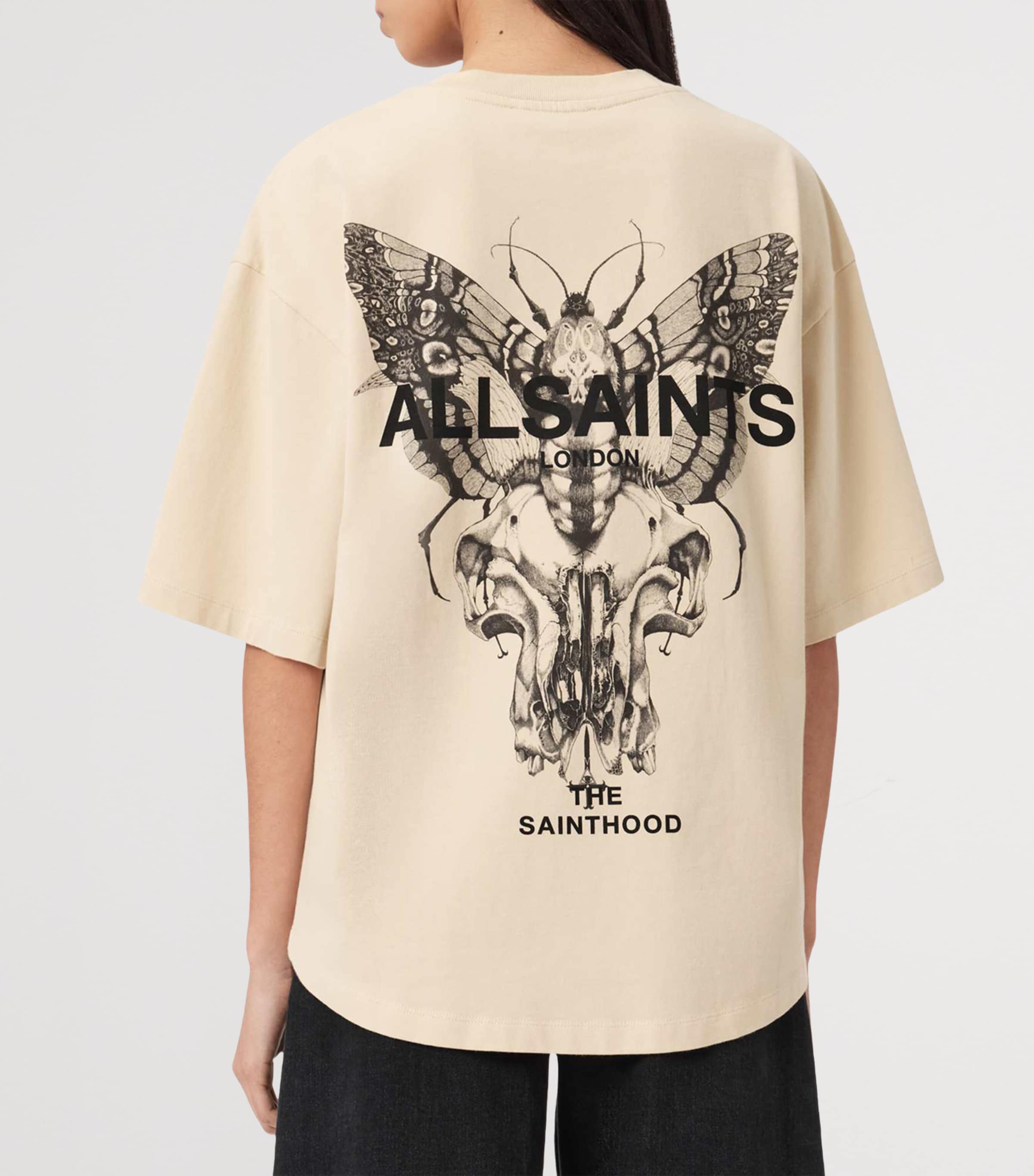 AllSaints Womens Organic Cotton Halis Amelie T-Shirt Sandy White Image 4