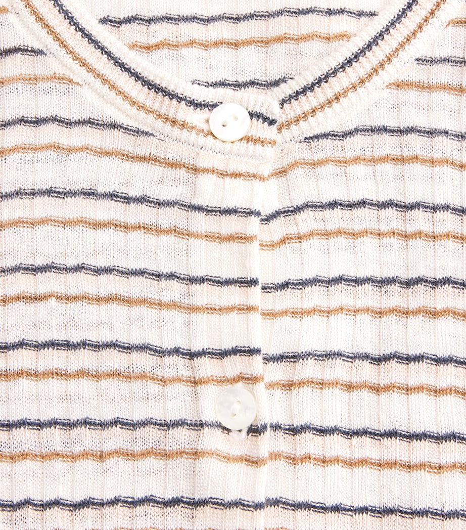 Theory Womens Linen-Blend Stripe Cardigan Bone Pink Multi Image 6