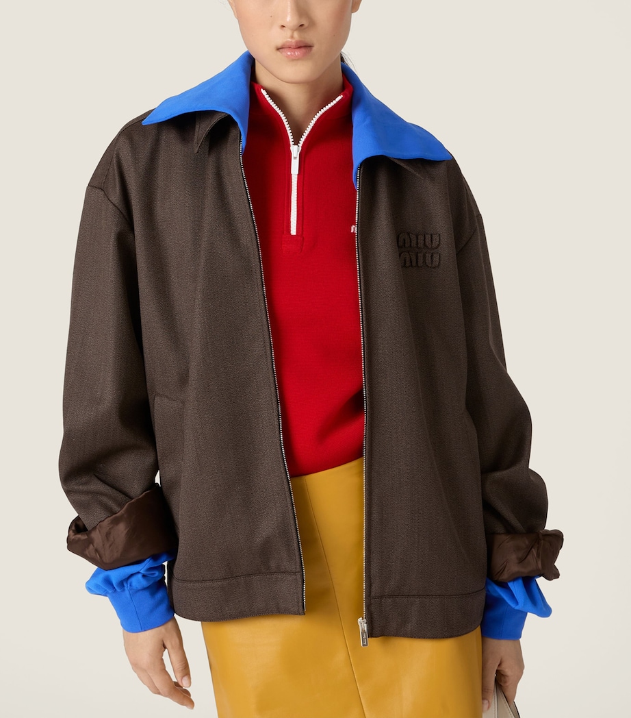 Miu Miu Womens Wool Layered Bomber Jacket Image 3