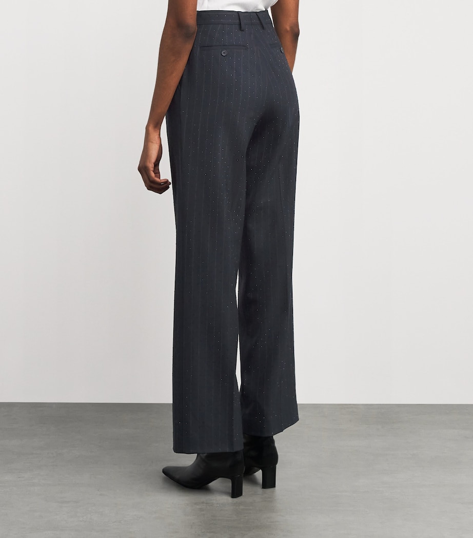 Embellished Pinstripe Trousers NAVY BLUE Image 4
