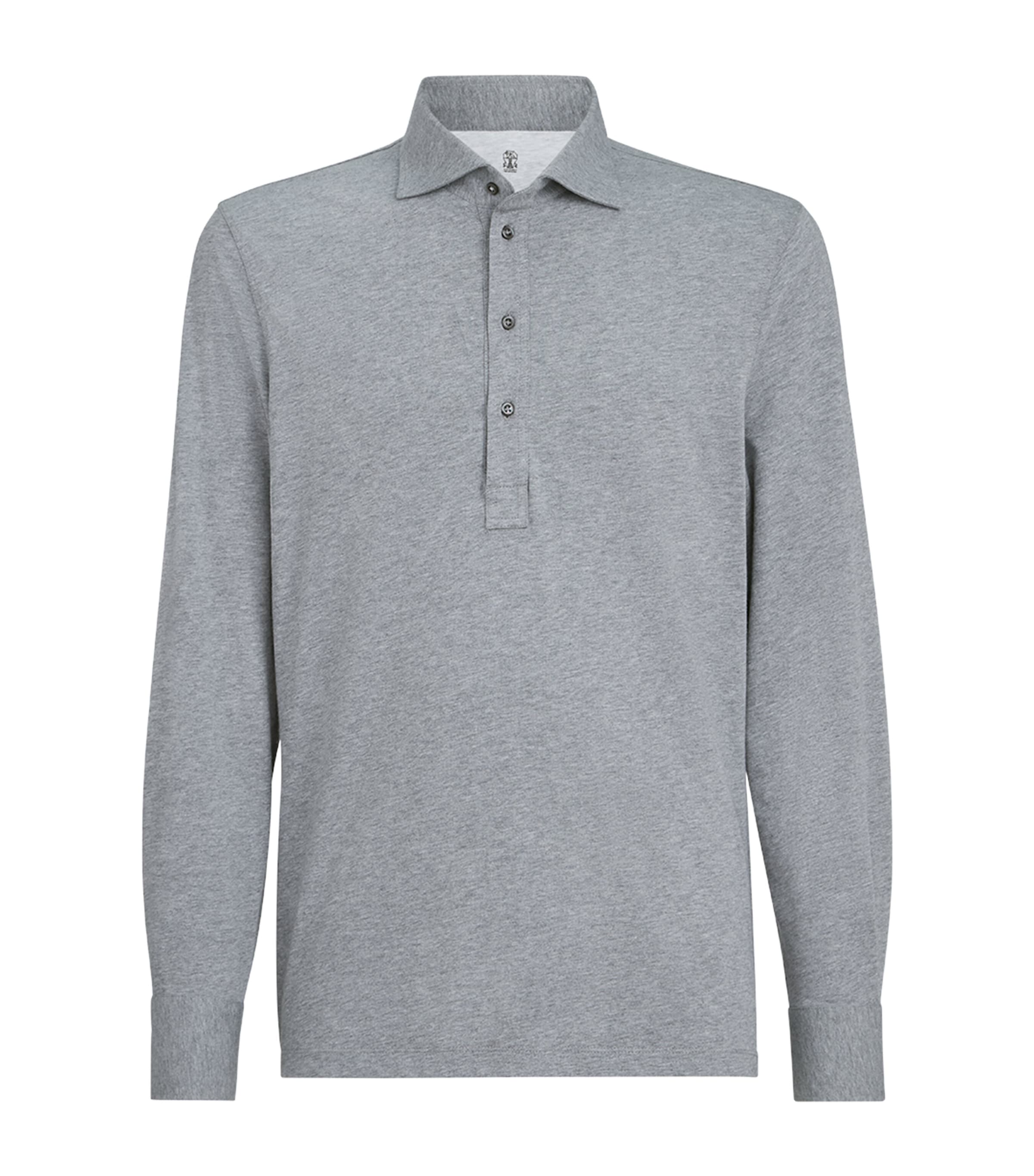 Brunello Cucinelli Mens Cotton Long-Sleeve Polo Shirt Image 1