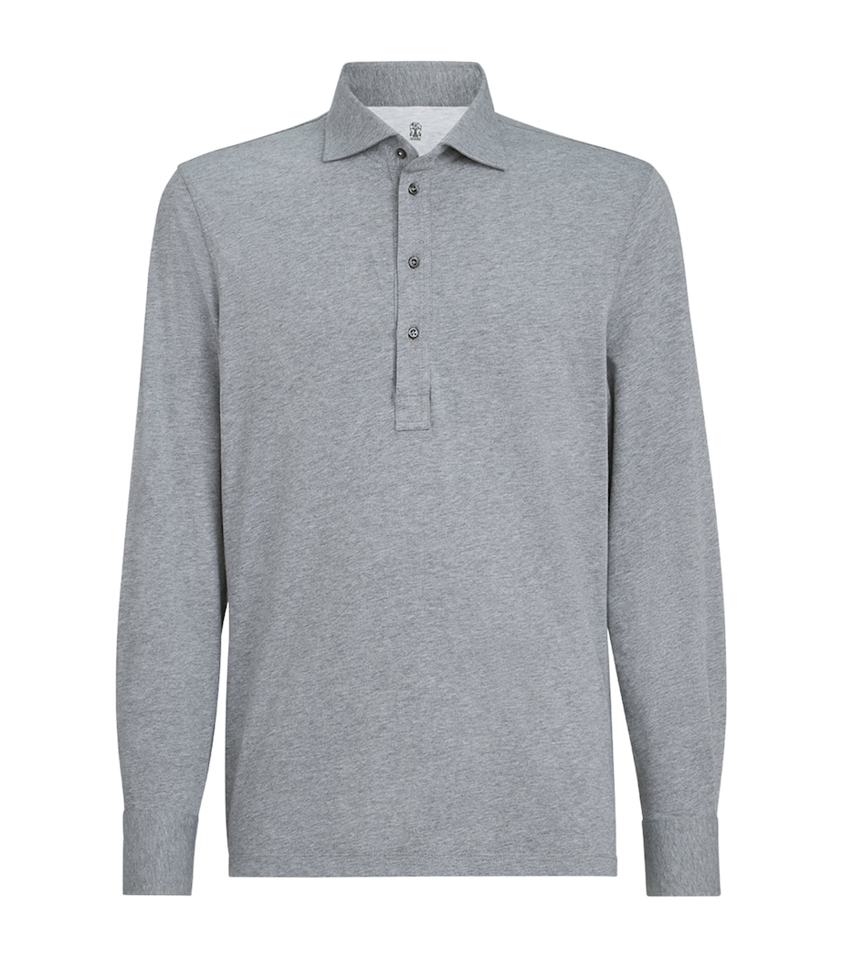 Brunello Cucinelli Mens Cotton Long-Sleeve Polo Shirt Image 1